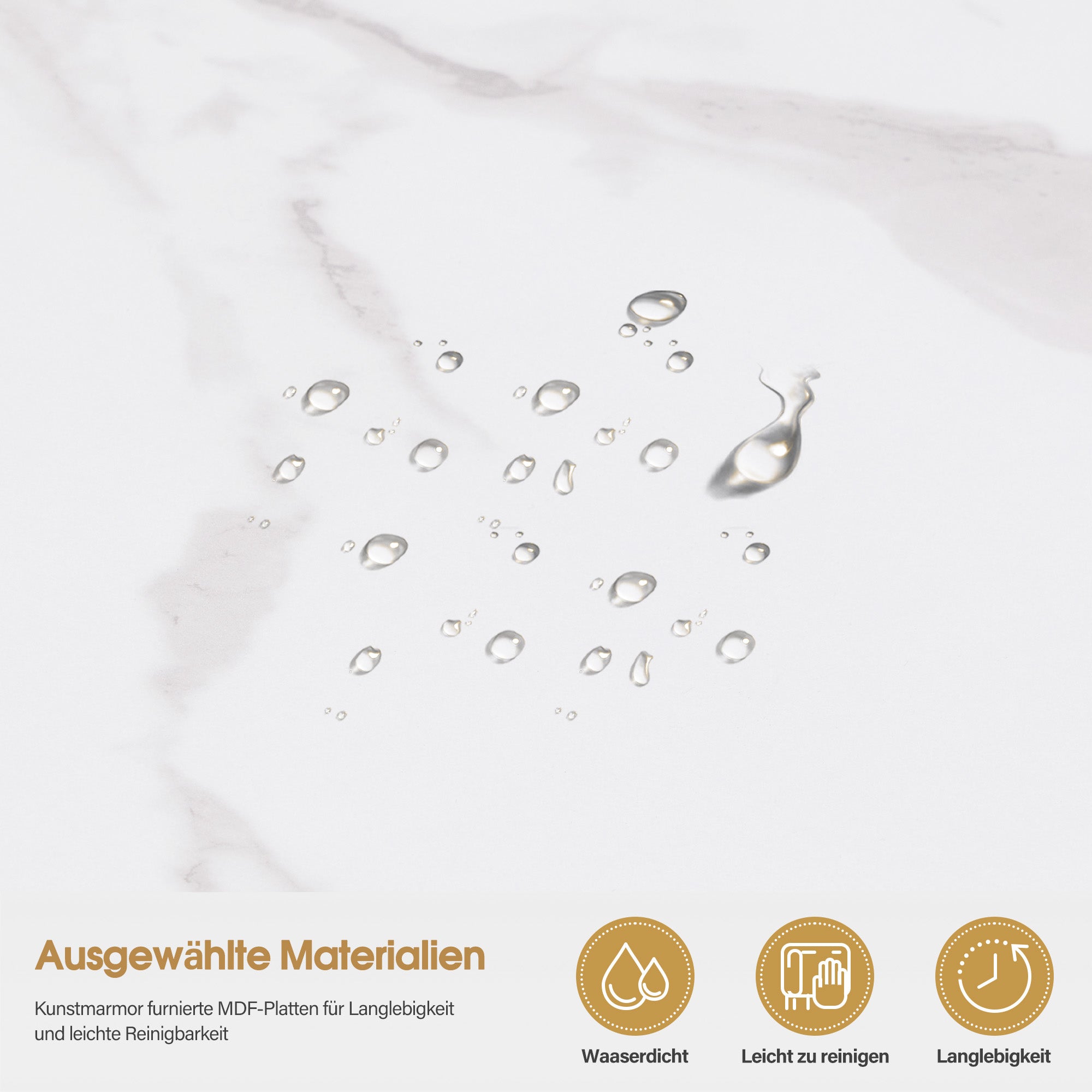 M MCombo Bookcase, 7-Tier Standing Shelf, Office Shelf with Metal Frame, Shelf for Office, Living Room, Bedroom, Kitchen, Nail Salon, Marble White Gold, 30x80x180cm, 5183