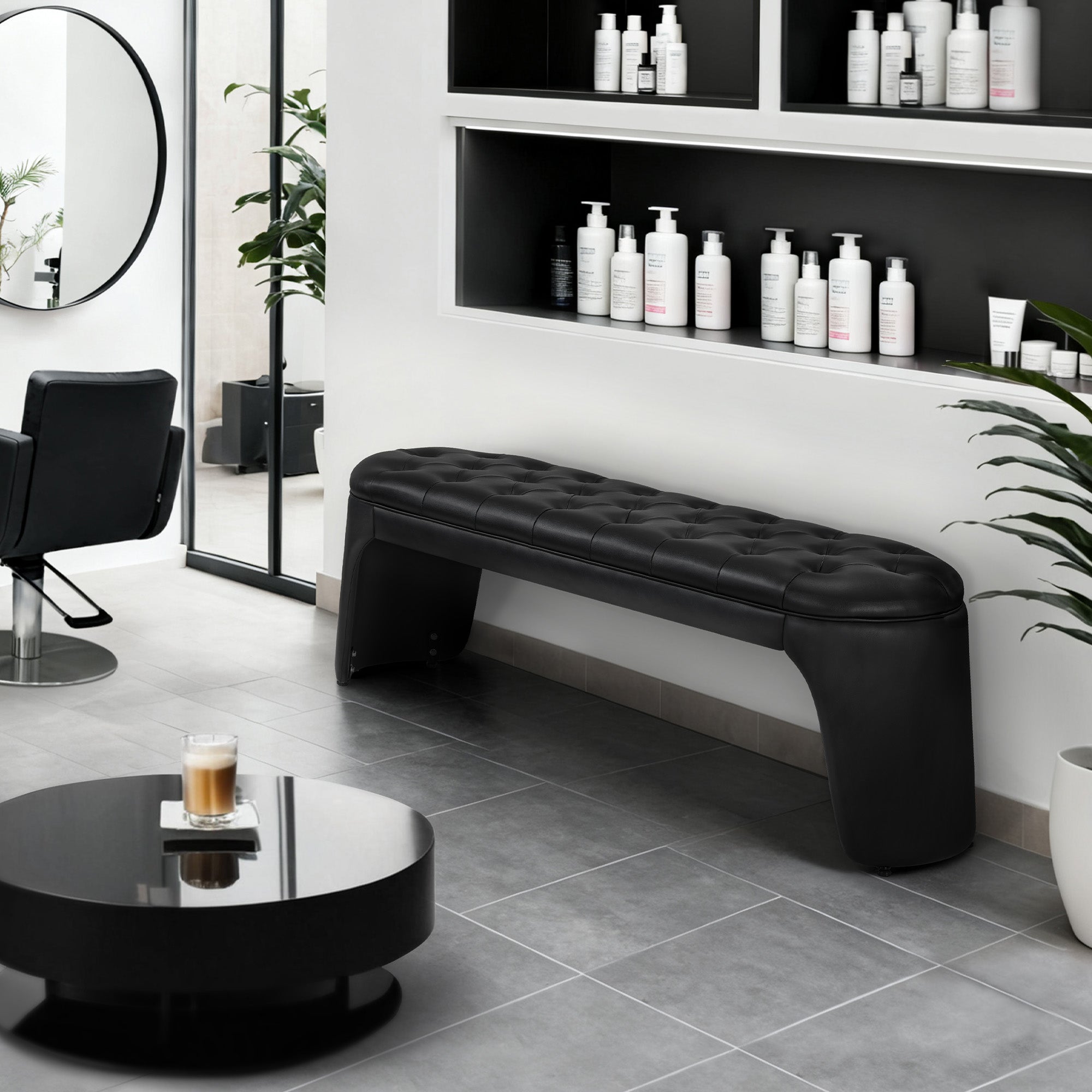 M MCombo 3-seater bench, seat width 150 cm, modern waiting bench, upholstered bench for bedroom, bed bench for living room, hallway bench W510 (black/faux leather)