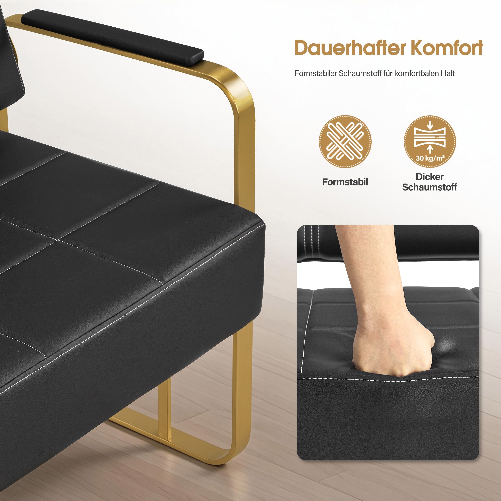 MCombo 3-Sitzer Sitzbank mit Armlehne, Polsterbank mit Rückenlehne, Wartebank, Wohnzimmerbank W528