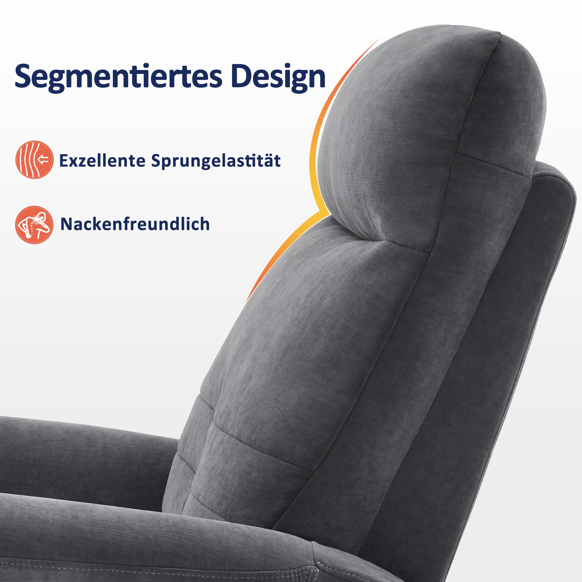 M MCombo Relaxsessel Fernsehsessel mit Liegefunktion Manuell, Massagesessel mit Wärmefunktion, TV Sessel mit Wippfunktion & Drehfunktion, 270° Drehbar, Wohnzimmer Schlafzimmer, 7013