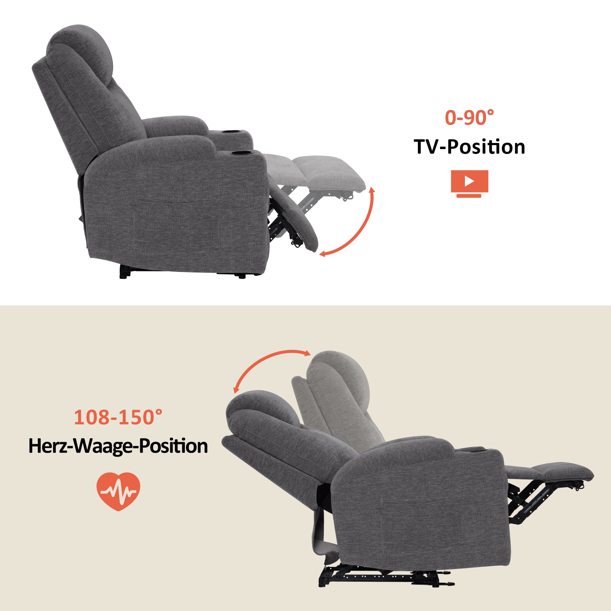 MCombo electric relaxation chair, massage chair, TV chair, reclining function, vibration heating 7061