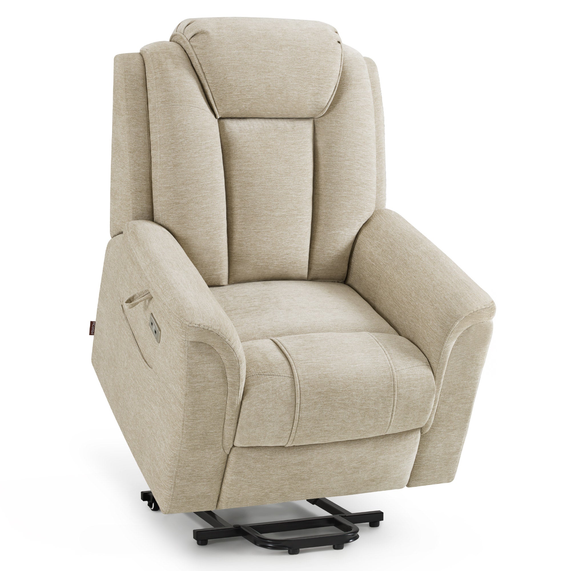 M MCombo Fernsehsessel mit Aufstehhilfe Elektrisch, 2 Rollen für Mobilität, Massage & Heizung, Verstellbare Kopfstütze, Sessel mit Aufstehhilfe 35D Vollschaum-Sitzkissen 7269