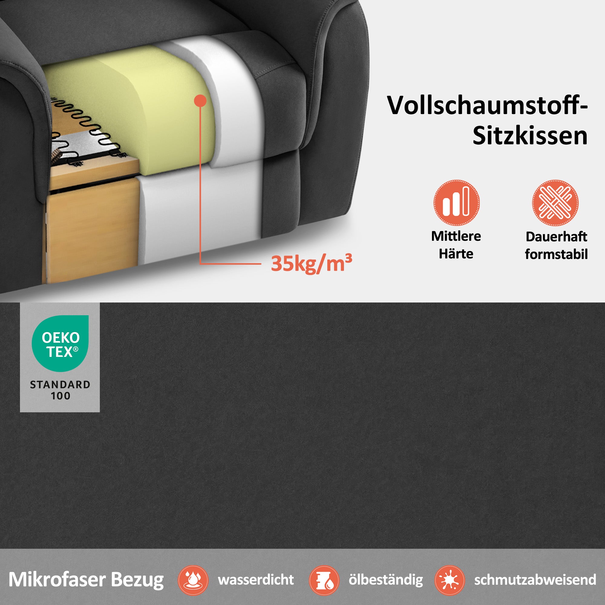 M MCombo Fernsehsessel mit Aufstehhilfe Elektrisch, 2 Rollen für Mobilität, Massage & Heizung, Verstellbare Kopfstütze, Sessel mit Aufstehhilfe 35D Vollschaum-Sitzkissen 7269