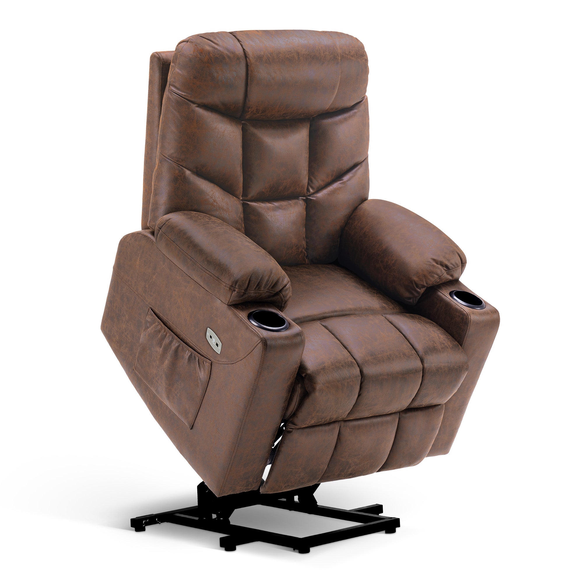 M MCombo TV armchair with electric stand-up aid, armchair with stand-up aid, TV armchair with reclining function up to 140°, senior armchair for the living room, with USB 7286