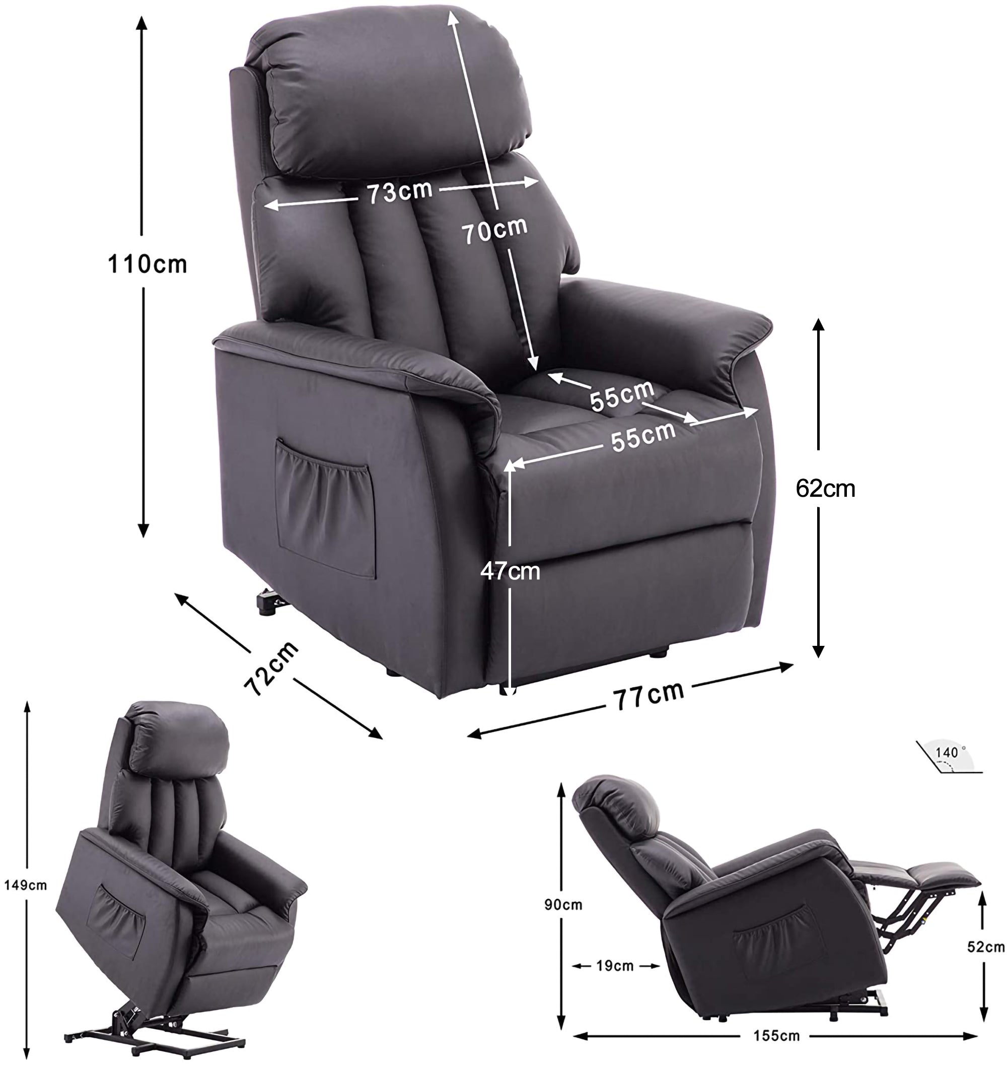 MCombo Elektrisch Aufstehhilfe Fernsehsessel Relaxsessel elektrisch verstellbar 7299