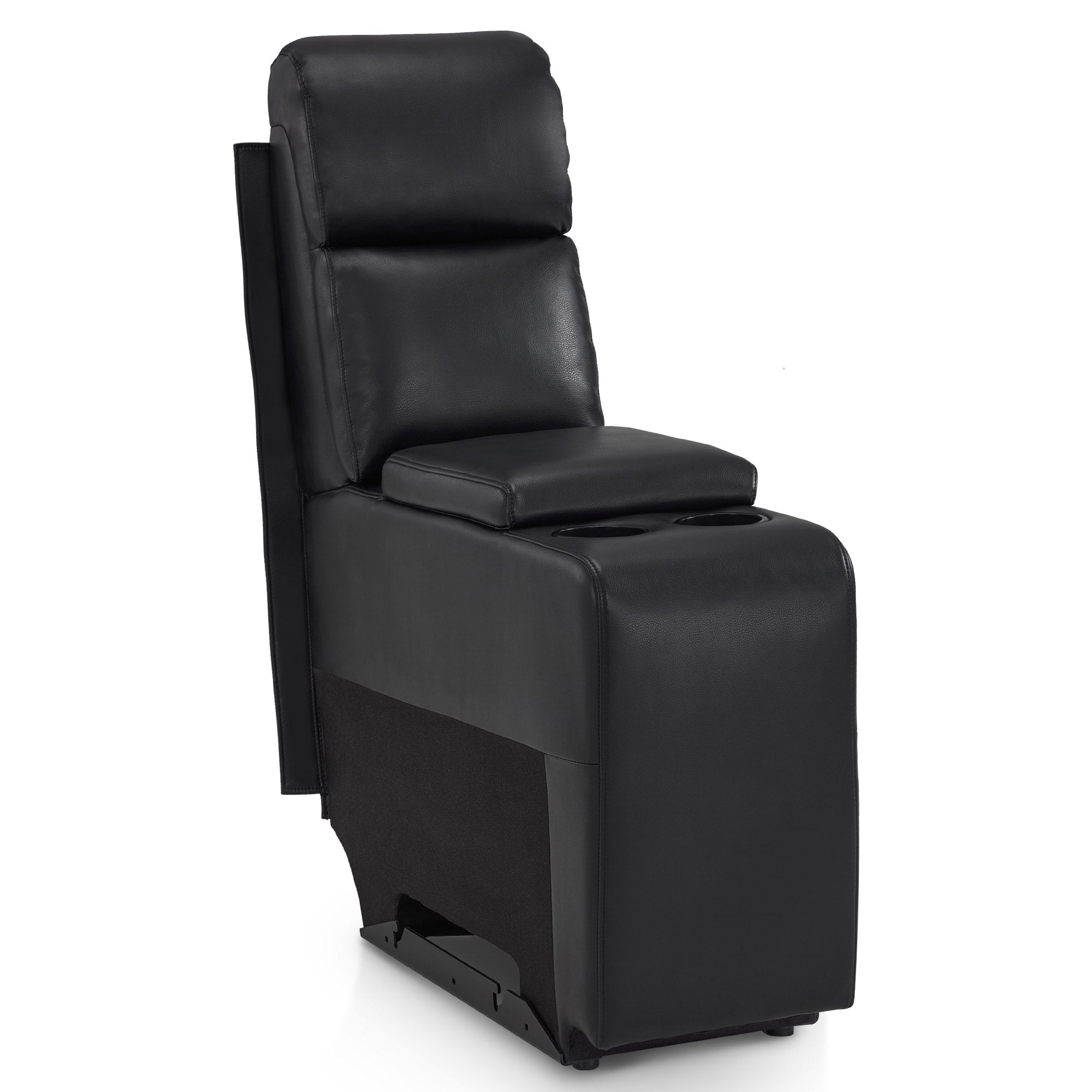 M MCombo console for 2-seater cinema chairs 7705, with storage space & cup holder, sofa accessory, spare part for TV chair 7705CA (faux leather, black)