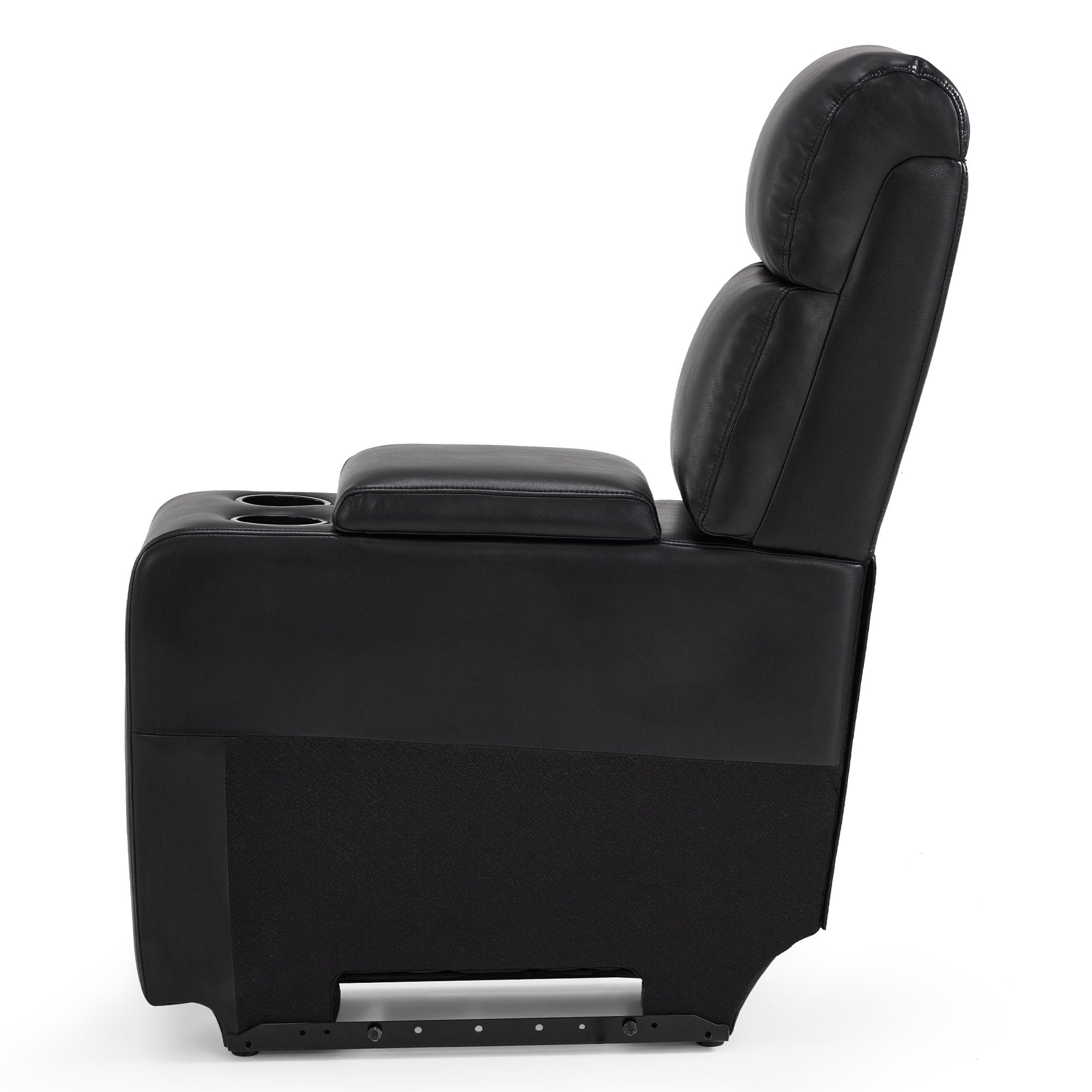 M MCombo console for 2-seater cinema chairs 7705, with storage space & cup holder, sofa accessory, spare part for TV chair 7705CA (faux leather, black)