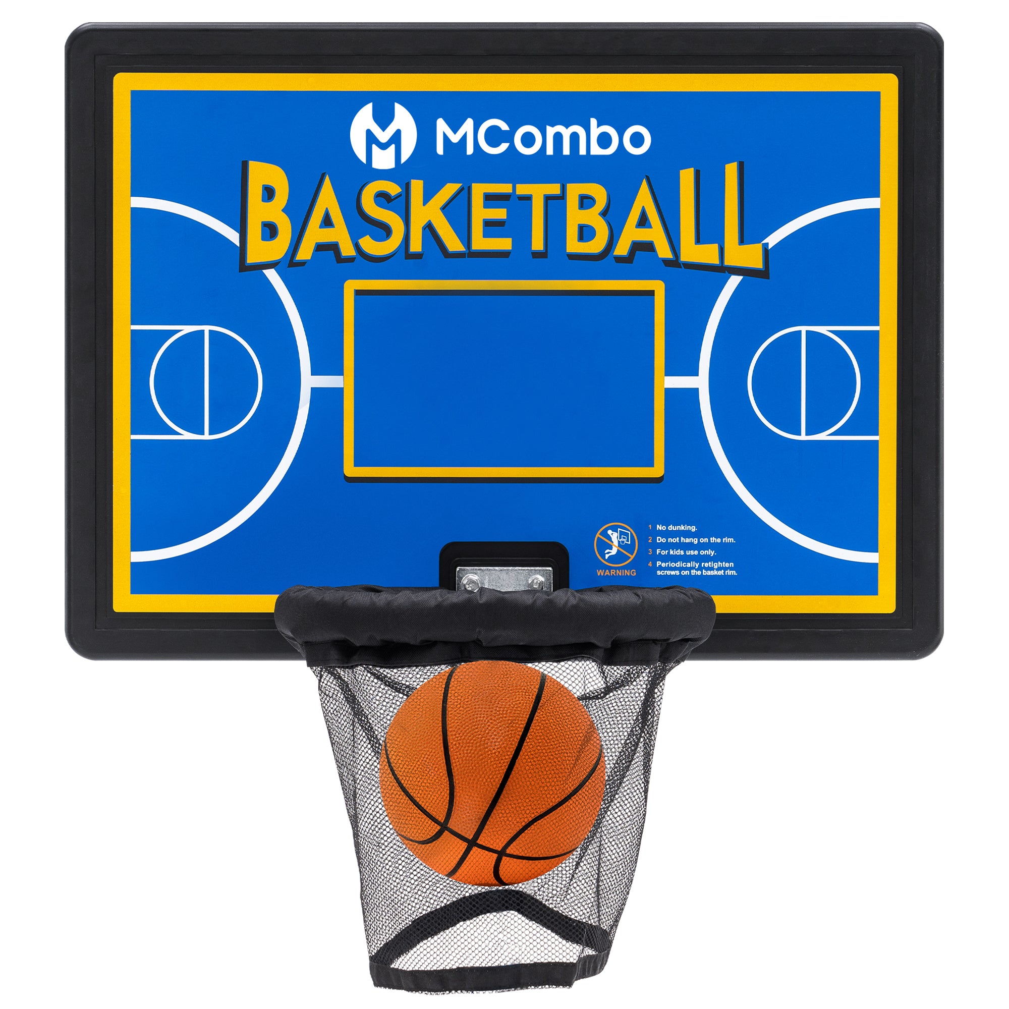 M MCombo Trampoline Basketball Hoop Outdoor, Trampoline Accessory Set, Basketball Hoop Trampoline Children, Mini Basketball Hoop for Trampoline Backboard + Basketball + Ring + Net + Ball Pump BH07 (Blue / Red)