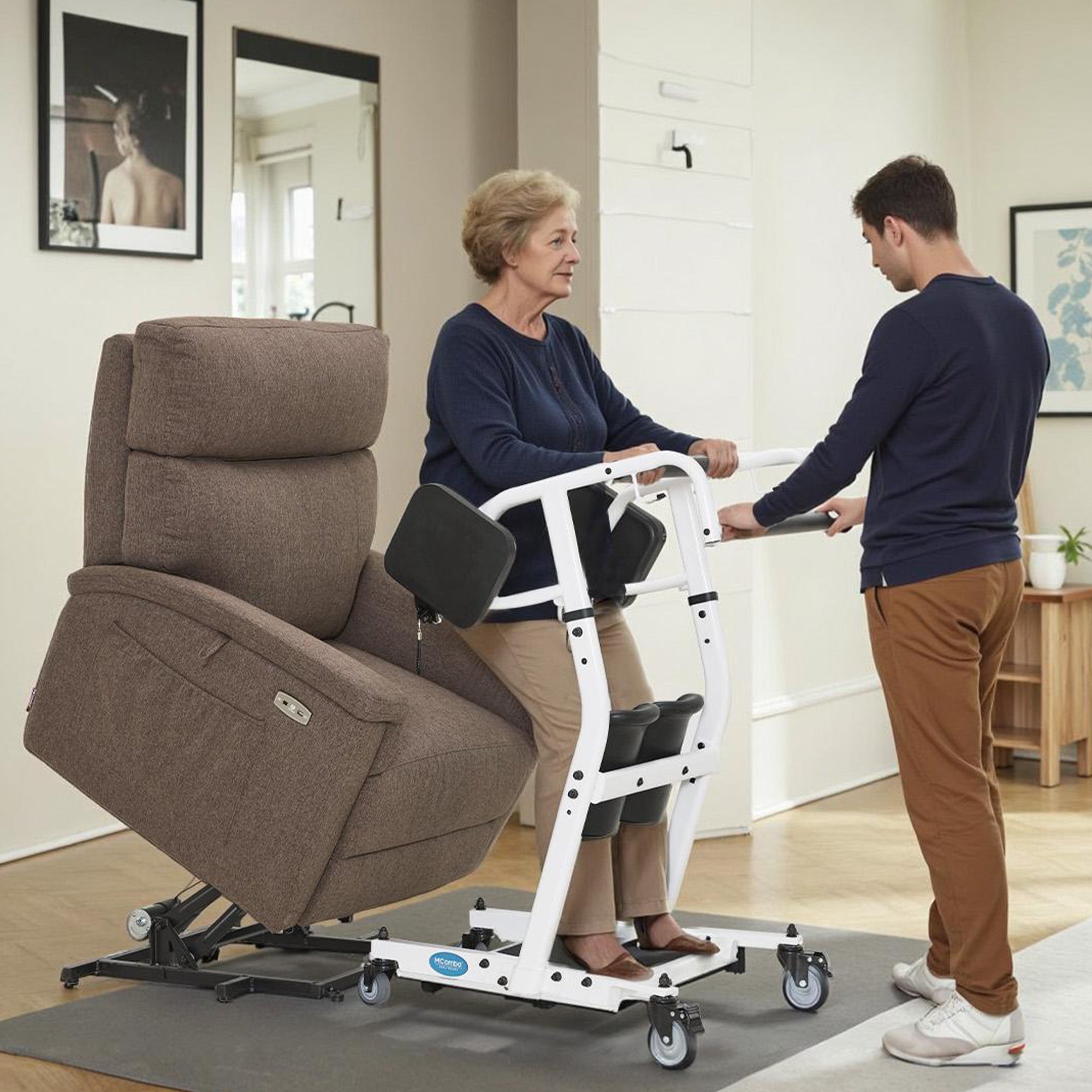 M MCombo patient lift stand-up aid bed seniors, care & aids transfer aid 180KG, walking aid wheelchair 86*64*118 CM, STA446/STA447