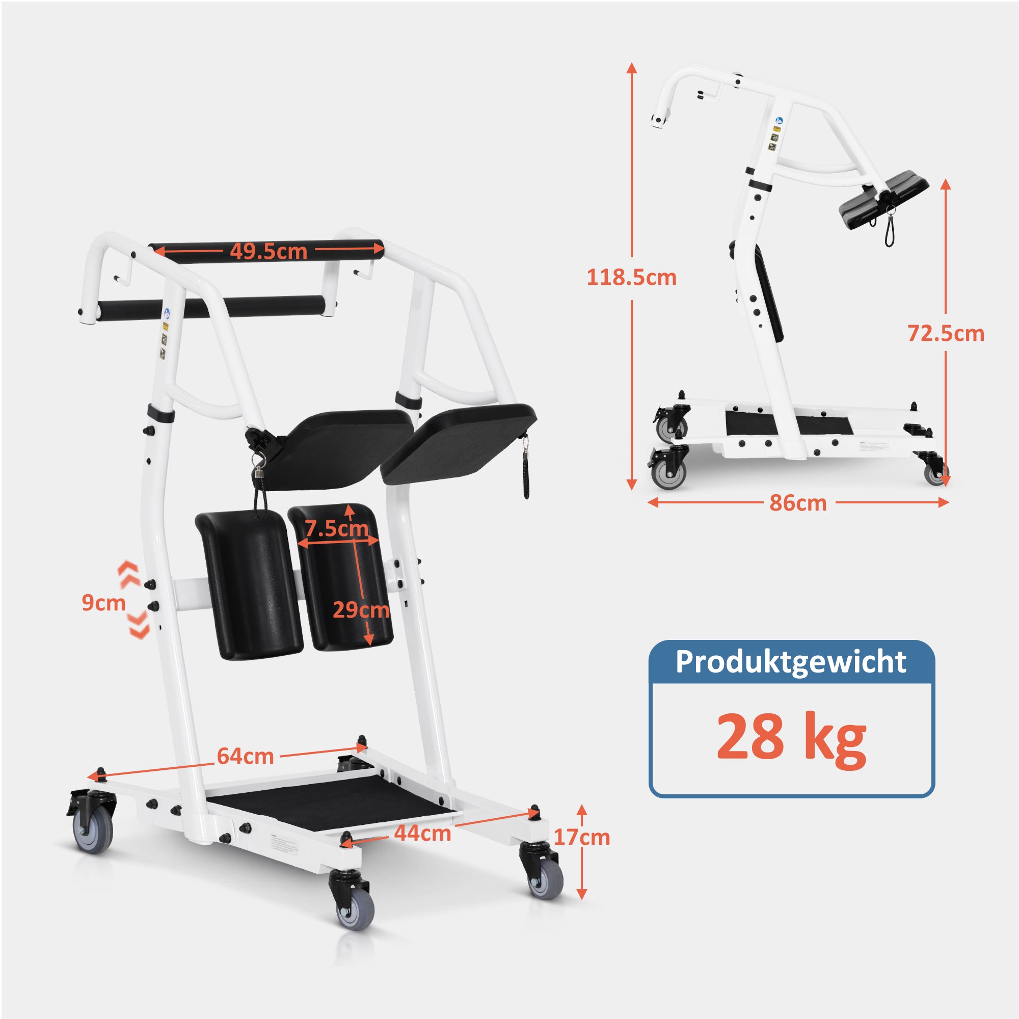 M MCombo patient lift stand-up aid bed seniors, care & aids transfer aid 180KG, walking aid wheelchair 86*64*118 CM, STA446/STA447