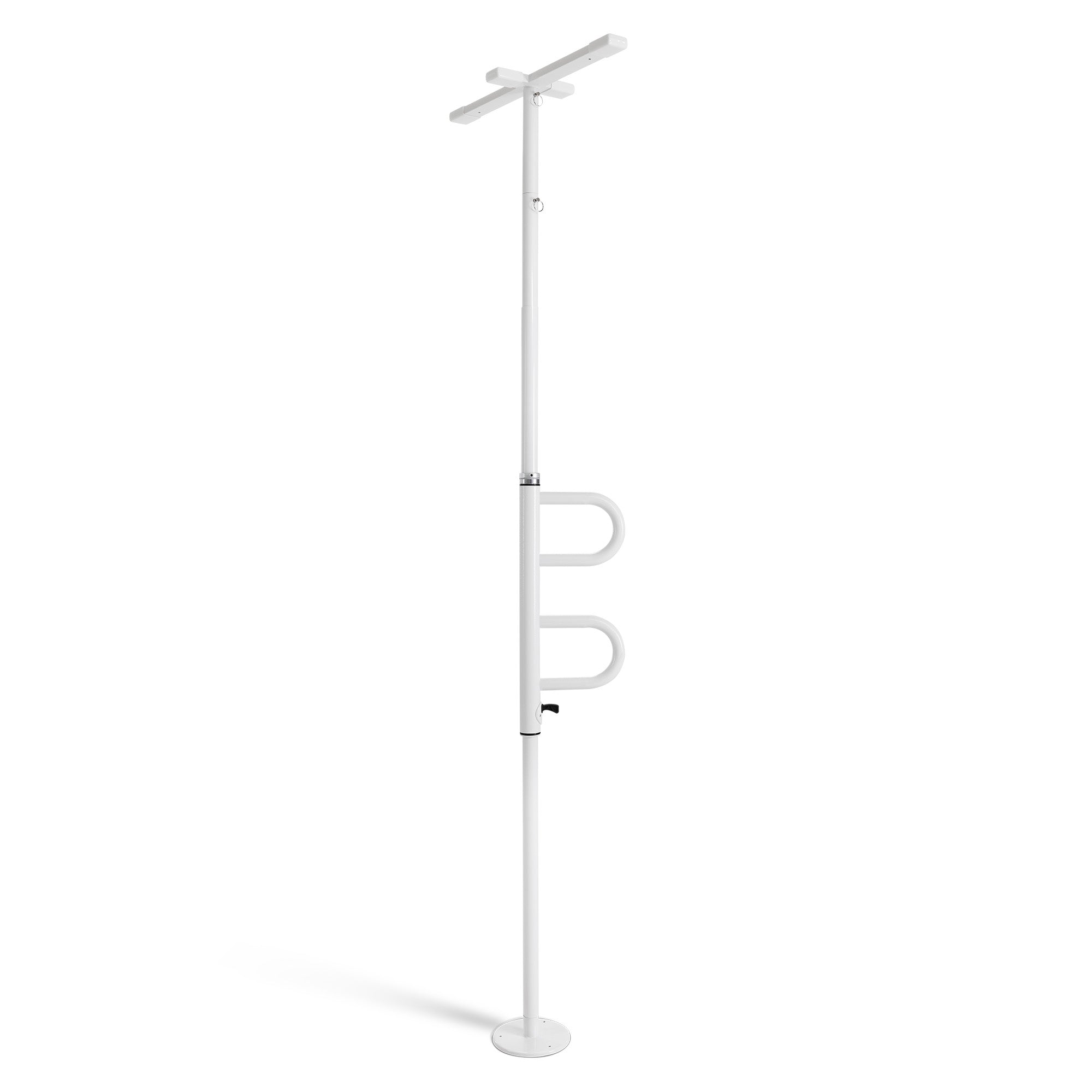 M MCombo Sicherheitsstange 3-fach Höhenverstellbar, mit 2 Haltegriffen Drehbar, Haltestange vom boden bis zur Decke 231-275CM Aufstehhilfe senioren & Toilette 136kg Tragbar TD01CW (Weiß)
