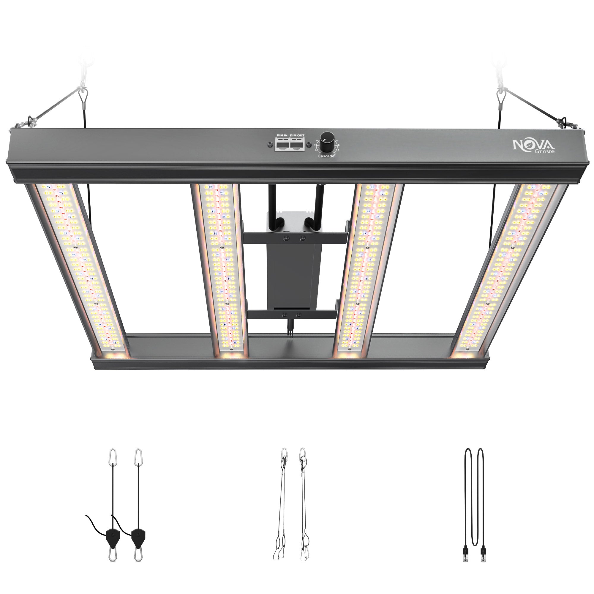 NovaGrove Pflanzenlampe LED Vollspektrum IR, 240W Grow Lampe für Growbox 90x90cm, Grow Light mit Dimmbar & Daisy Chain, PR24