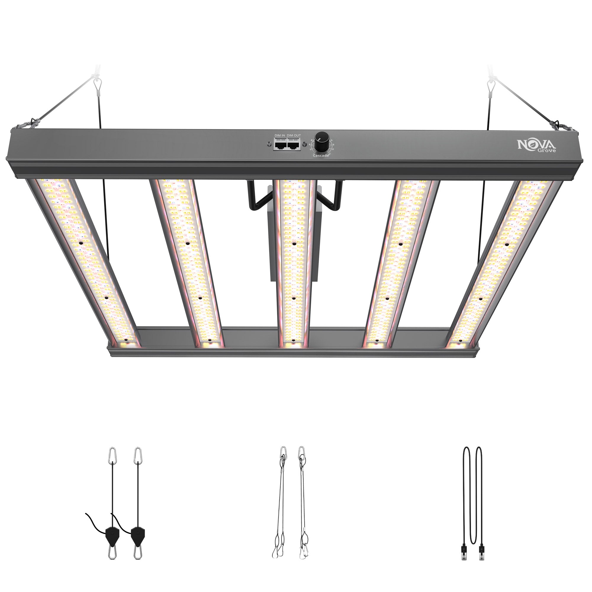 NovaGrove Pflanzenlampe LED Vollspektrum IR, 320W Grow Lampe für Growbox 90x90cm, Grow Light mit Dimmbar & Daisy Chain, PR32