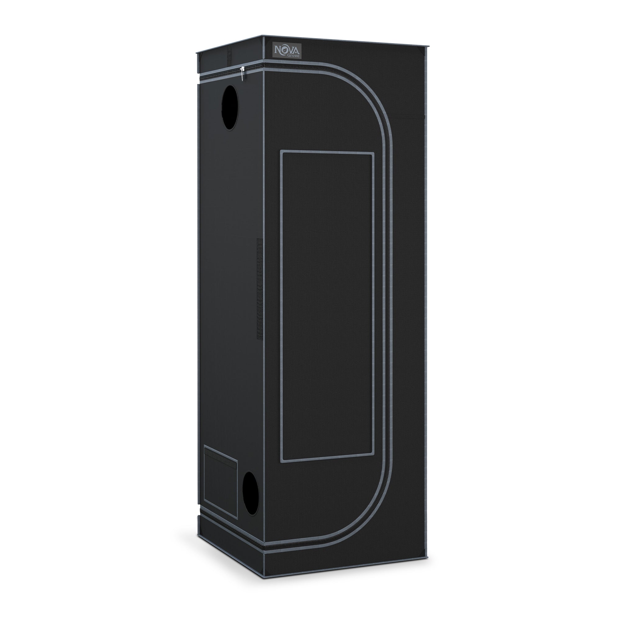 NovaGrove Growzelt, Growbox mit 1680D robuster & wasserdichter Außenschicht, hochreflektierender Aluminium-Innenbeschichtung, Grow Tent mit großem Sichtfenster & Bodenwanne, A06/A09/A12 (Schwarz)