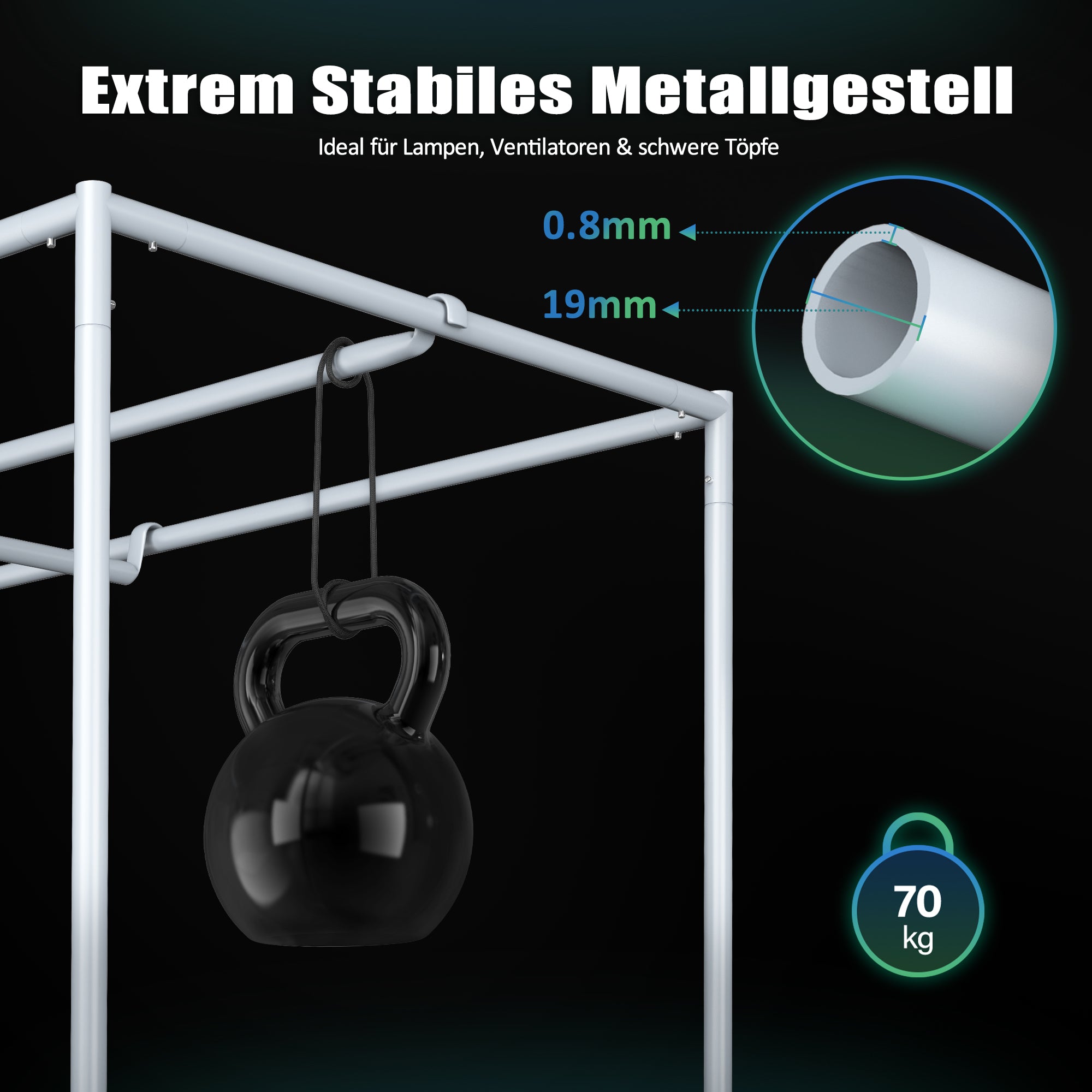 NovaGrove Growzelt, Growbox mit 1680D robuster & wasserdichter Außenschicht, hochreflektierender Aluminium-Innenbeschichtung, Grow Tent mit großem Sichtfenster & Bodenwanne, A06/A09/A12 (Schwarz)