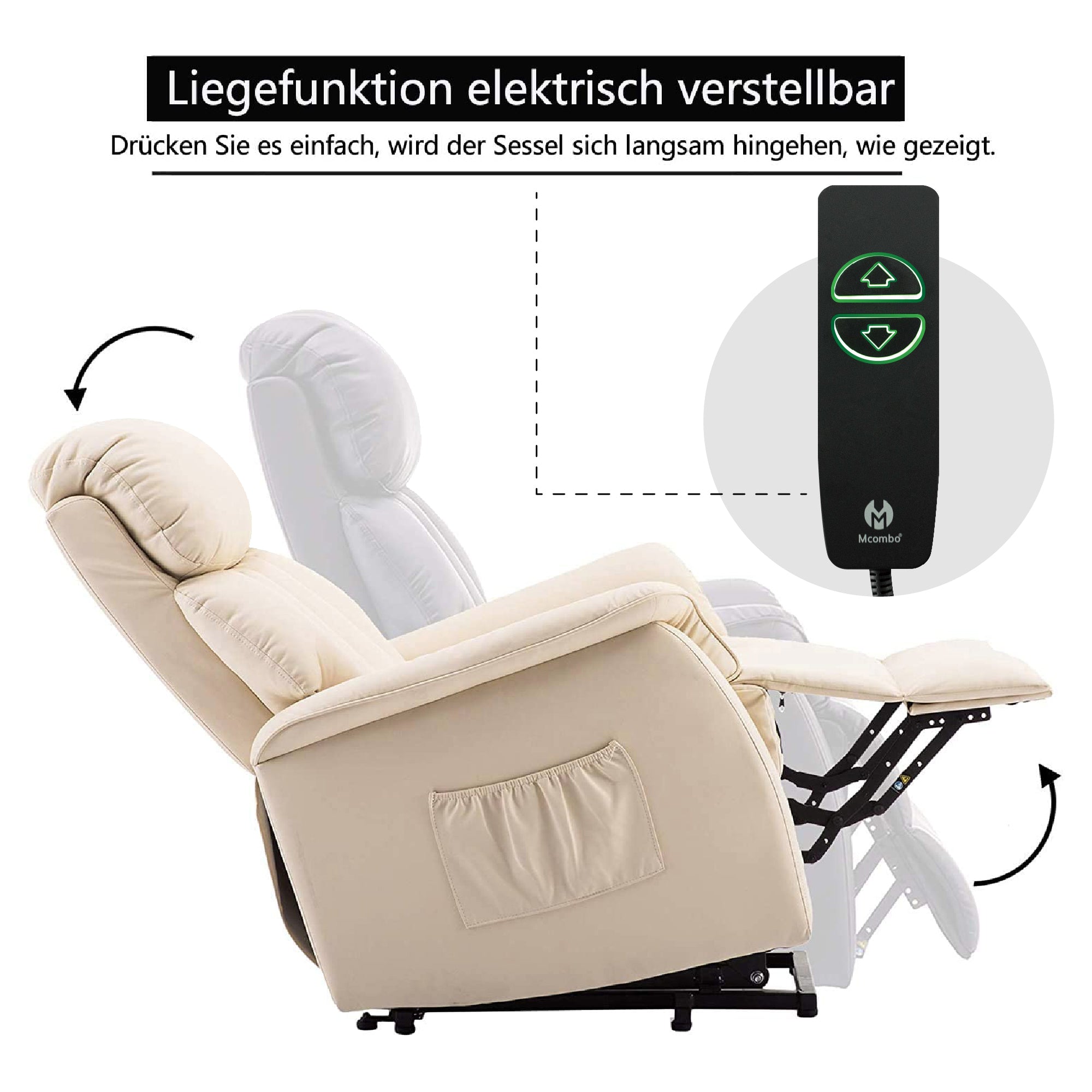 MCombo Elektrisch Aufstehhilfe Fernsehsessel Relaxsessel elektrisch verstellbar 7299