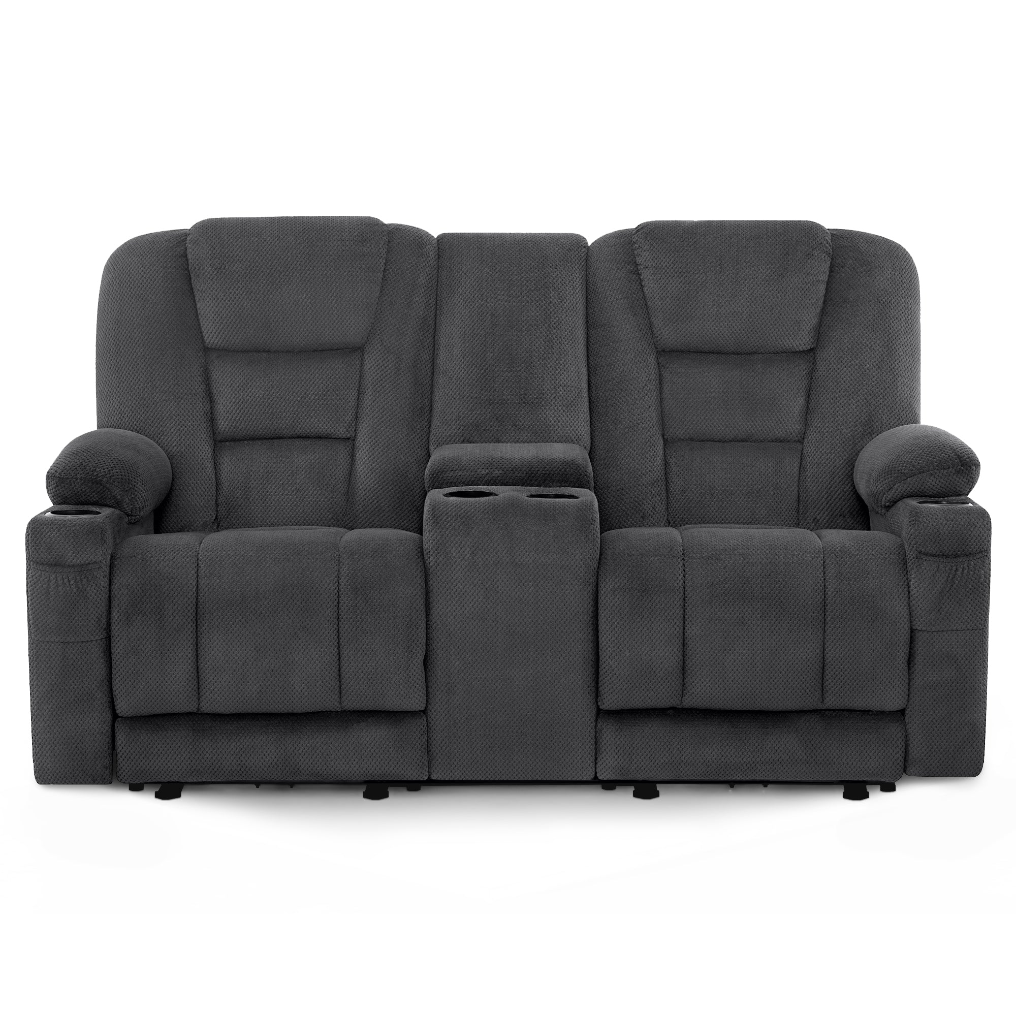 M MCombo spare part console for electric 2-seater sofa 7009, storage space & cup holder (grey)