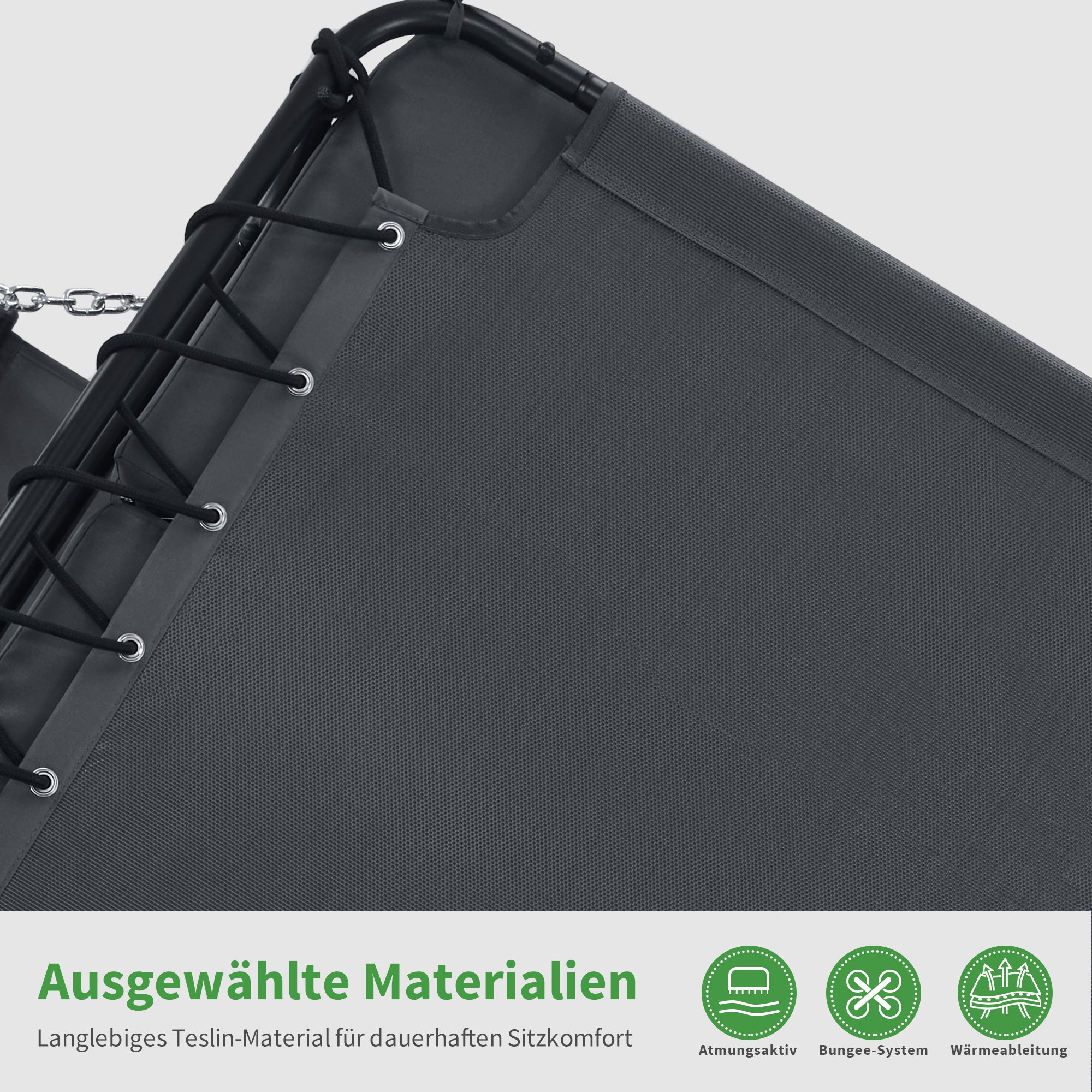 M MCombo Hollywoodschaukel mit Liegefunktion, Schaukelliege Outdoor, Gartenliege Wetterfest, Gartenschaukel mit Sonnendach & Extradickem Sitzkissen, Sonnenliege 167x155x173 cm, 8012 (grau)