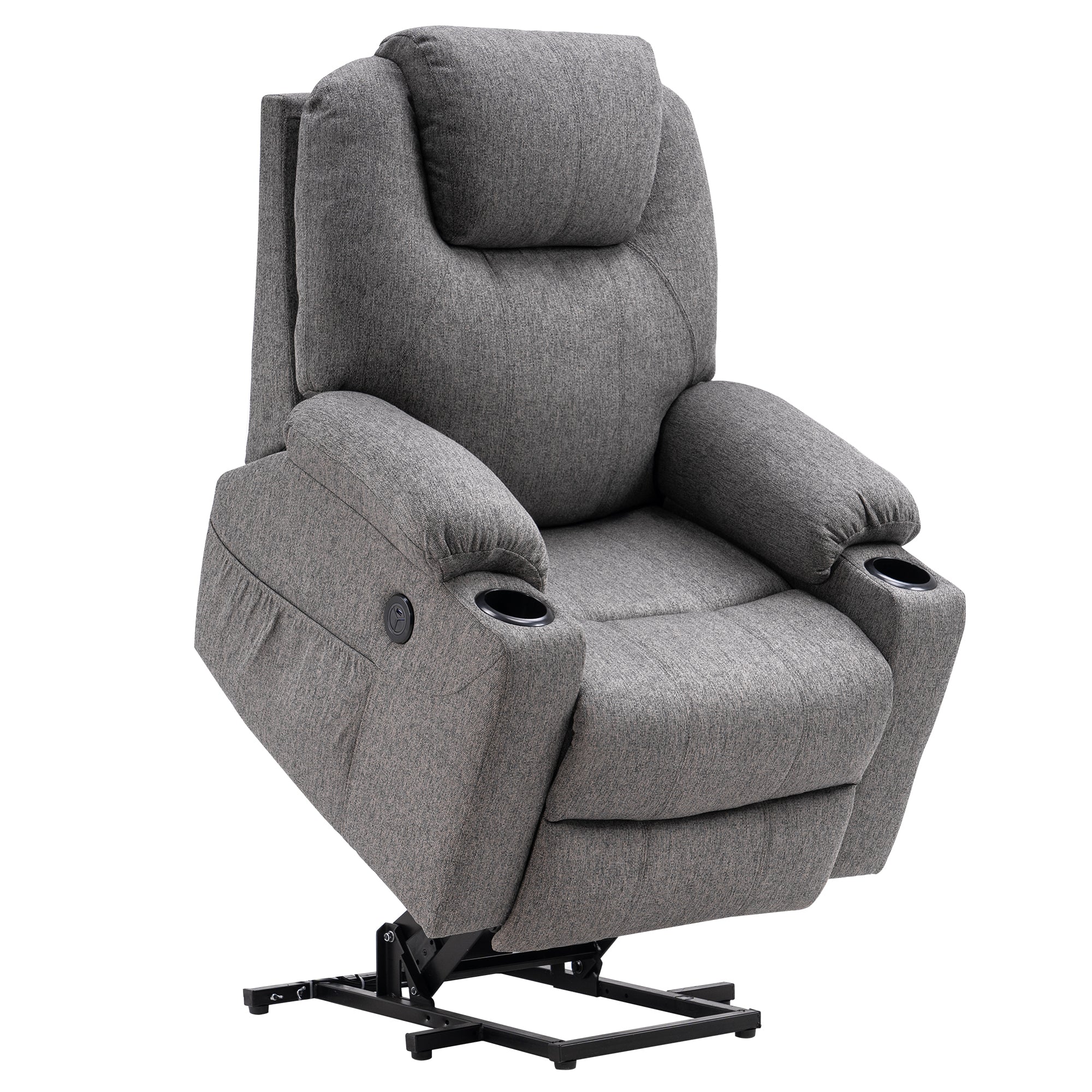Fauteuil TV M MCombo avec rehausseur électrique, fauteuil inclinable avec fonction d'inclinaison jusqu'à 140°, fauteuil de massage avec fonction chauffante, bouton et télécommande réglables, avec USB, 7040