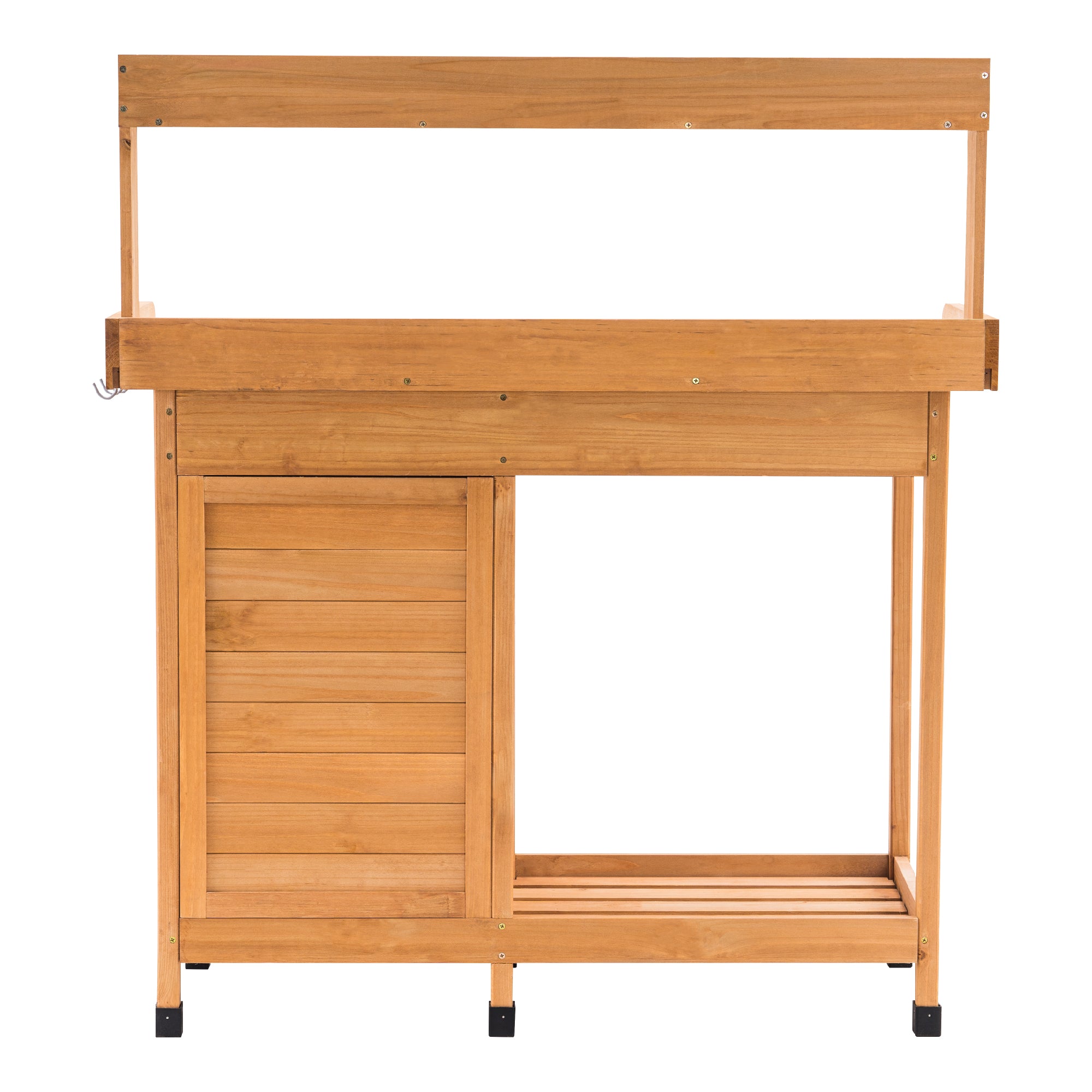 M MCombo Pflanztisch mit Schublade, Ablage, Verzinkter Arbeitsplatte & Schrank, Gärtnertisch Wetterfest mit 3 Haken, Blumentisch Massivholz für Garten, Balkon & Terrasse, 48 x112 x 126 cm, 0440