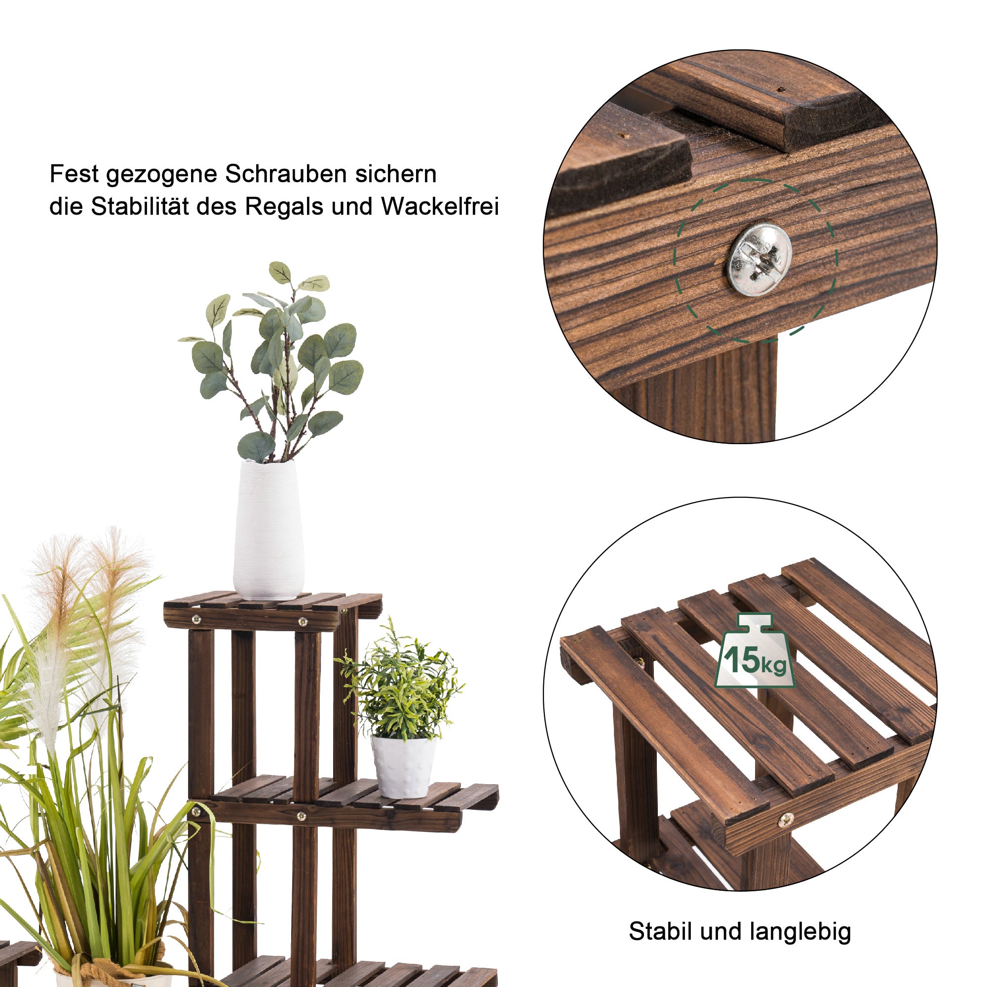 MCombo Pflanzenregal Blumenregal Blumenständer Holzregal mehrstöckig 0443