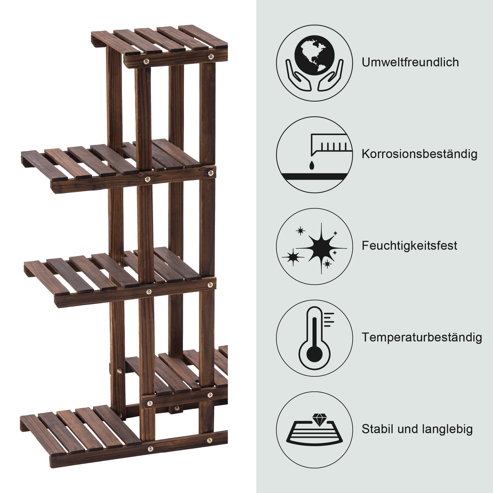 MCombo Pflanzenregal Blumenregal Blumenständer Holzregal mehrstöckig 0443