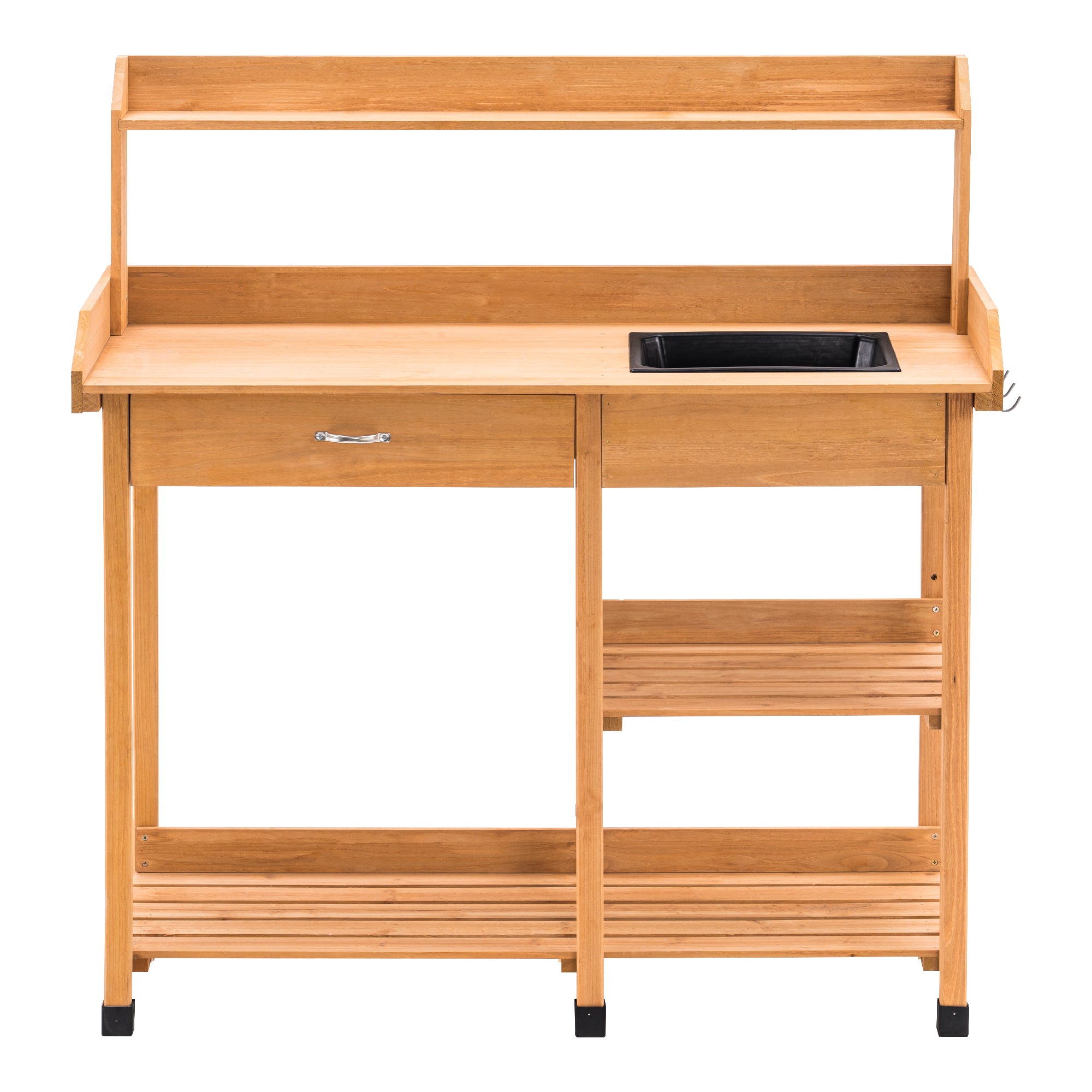 MCombo Pflanztisch Gärtnertisch Blumentisch mit Waschbecken Ablage Holz 0458