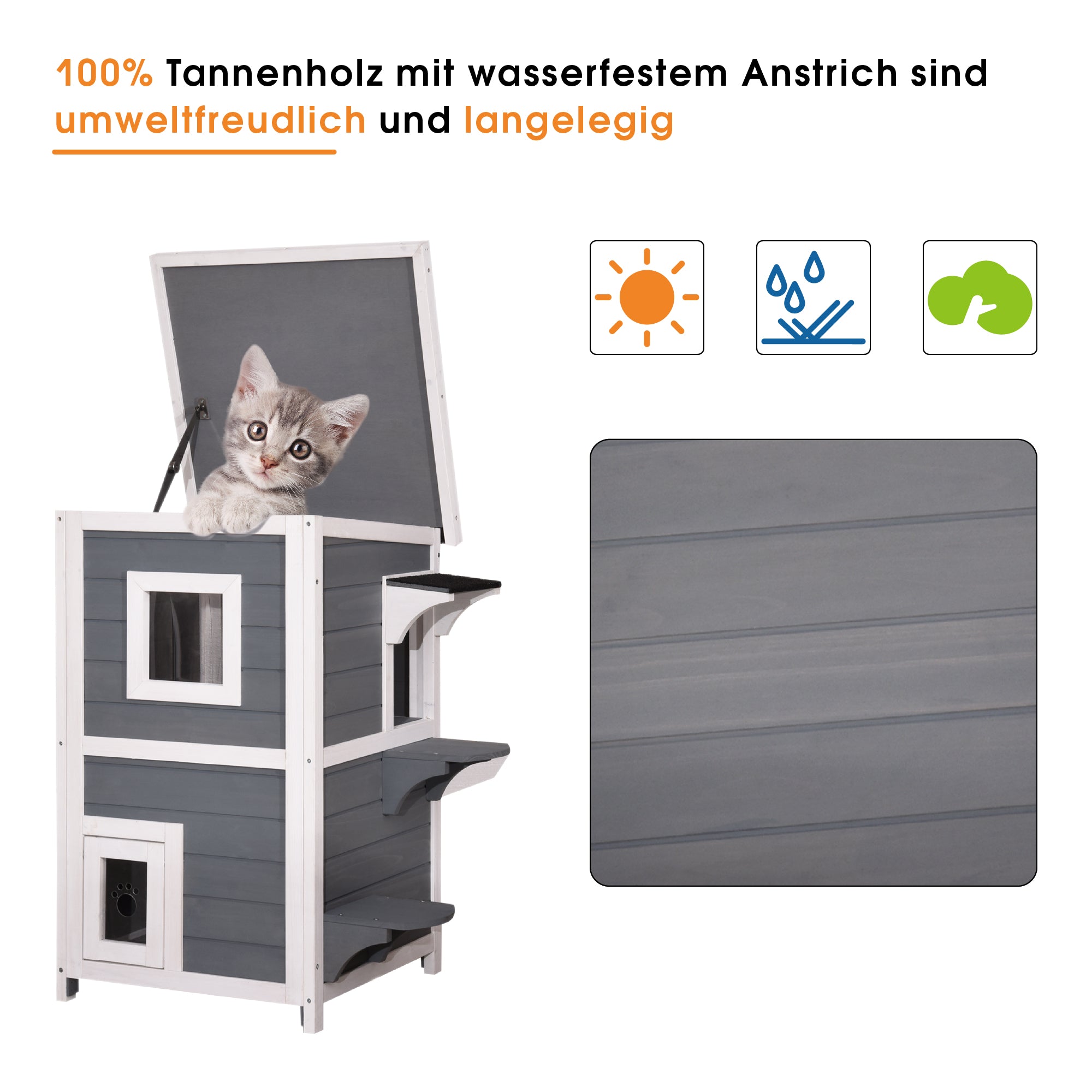 Lovupet Katzenhaus Katzenvilla Katzenhütte 2 Etagen Wetterfest 0508EY