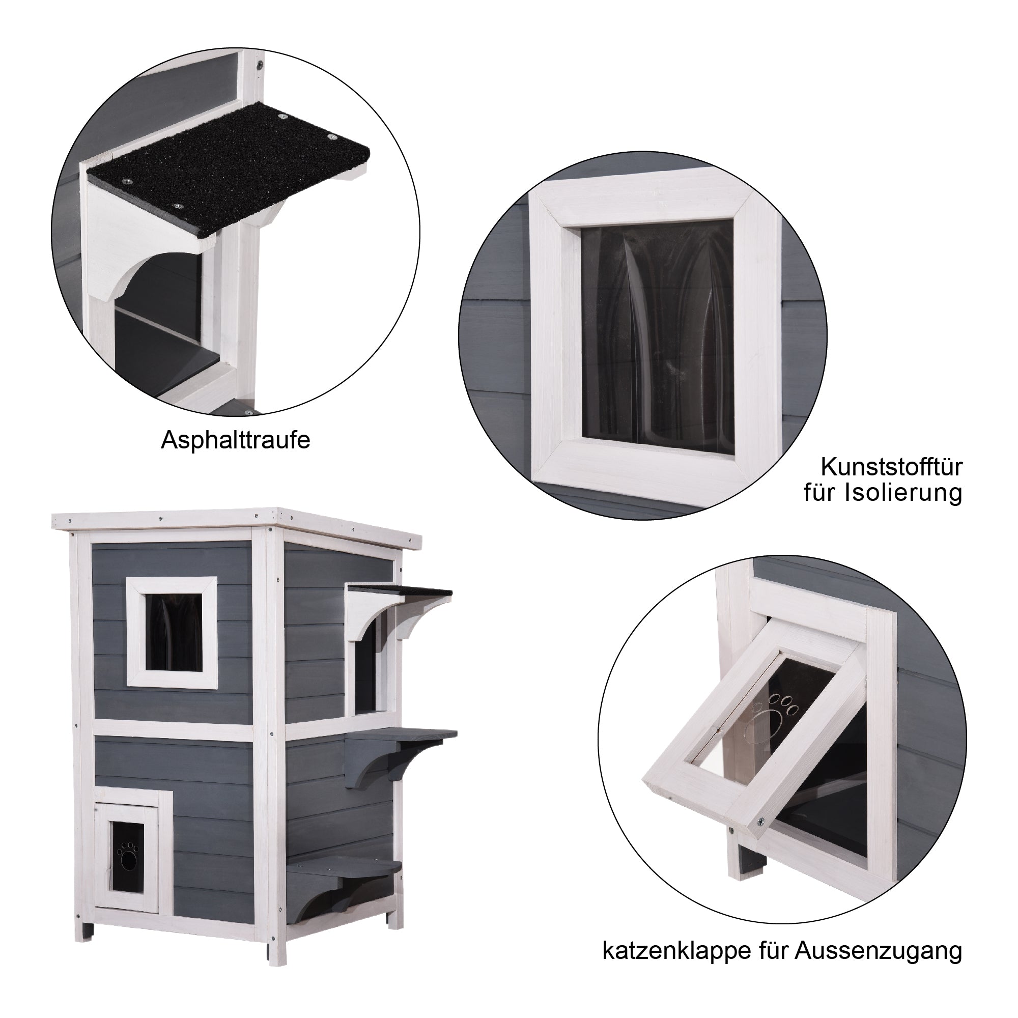 Lovupet Katzenhaus Katzenvilla Katzenhütte 2 Etagen Wetterfest 0508EY