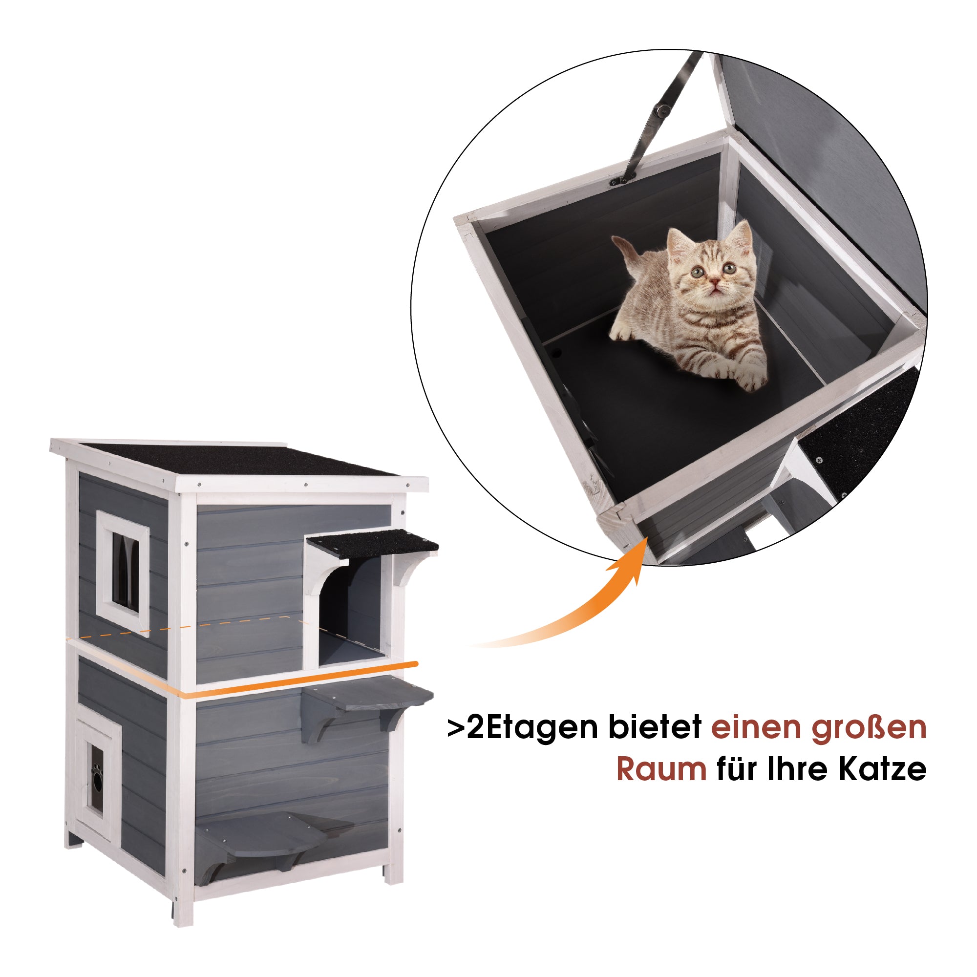 Lovupet Katzenhaus Katzenvilla Katzenhütte 2 Etagen Wetterfest 0508EY