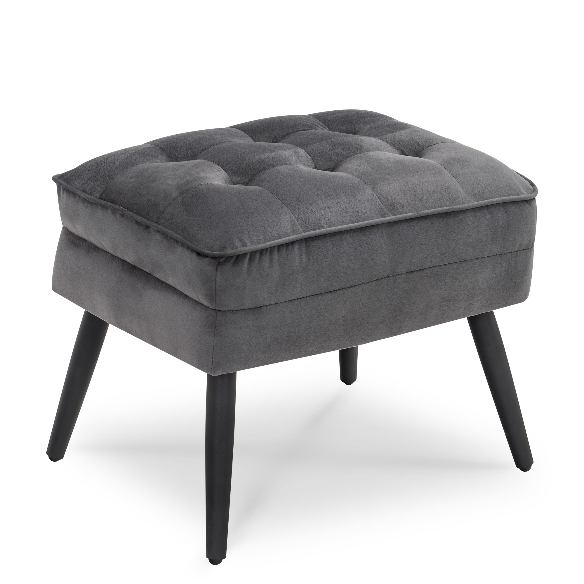 Fauteuil à oreilles MCombo revêtement velours salon, fauteuil avec coussins et pieds en métal, coussin d'assise amovible, fauteuil Chestersield, fauteuil inclinable, chaise rembourrée, capacité de charge 120KG, 7277 (avec/sans tabouret)