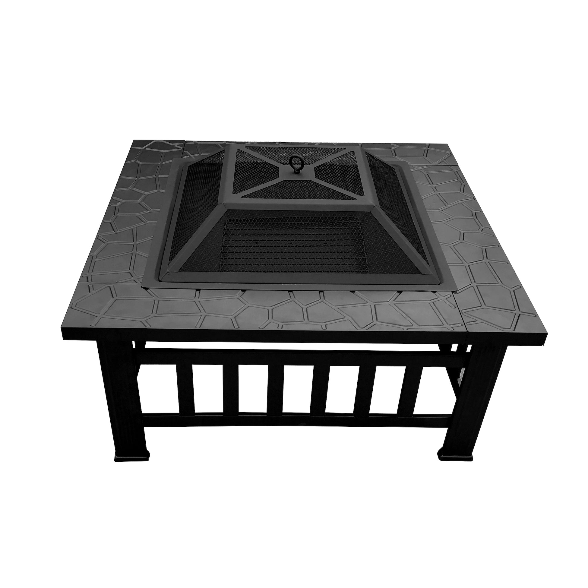 MCombo fire bowl, fire basket patio fire with grill grate, garden fire fireplace 0039BK