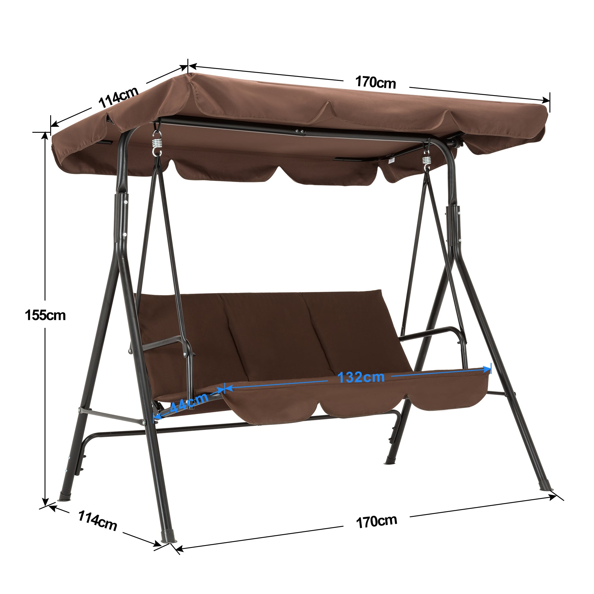 MCombo 3-Sitzer Hollywoodschaukel Gartenschaukel Gartenliege Schaukelbank 8003
