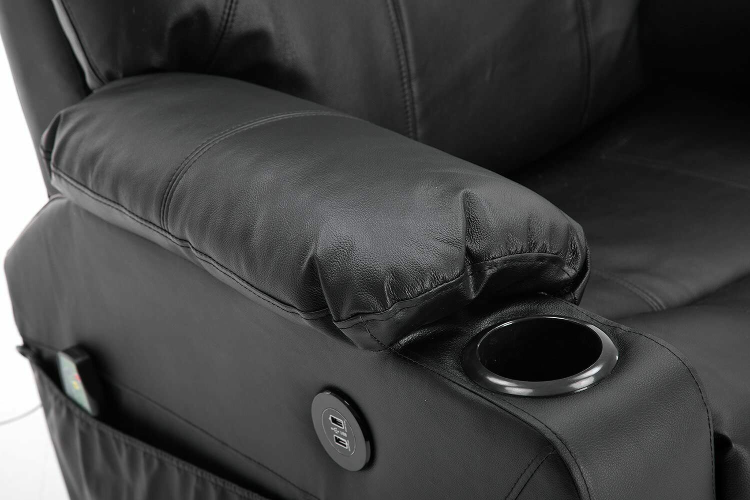 MCombo Massagesessel Relaxsessel Dreh+Schaukel manuell verstellbar Echtleder 7050