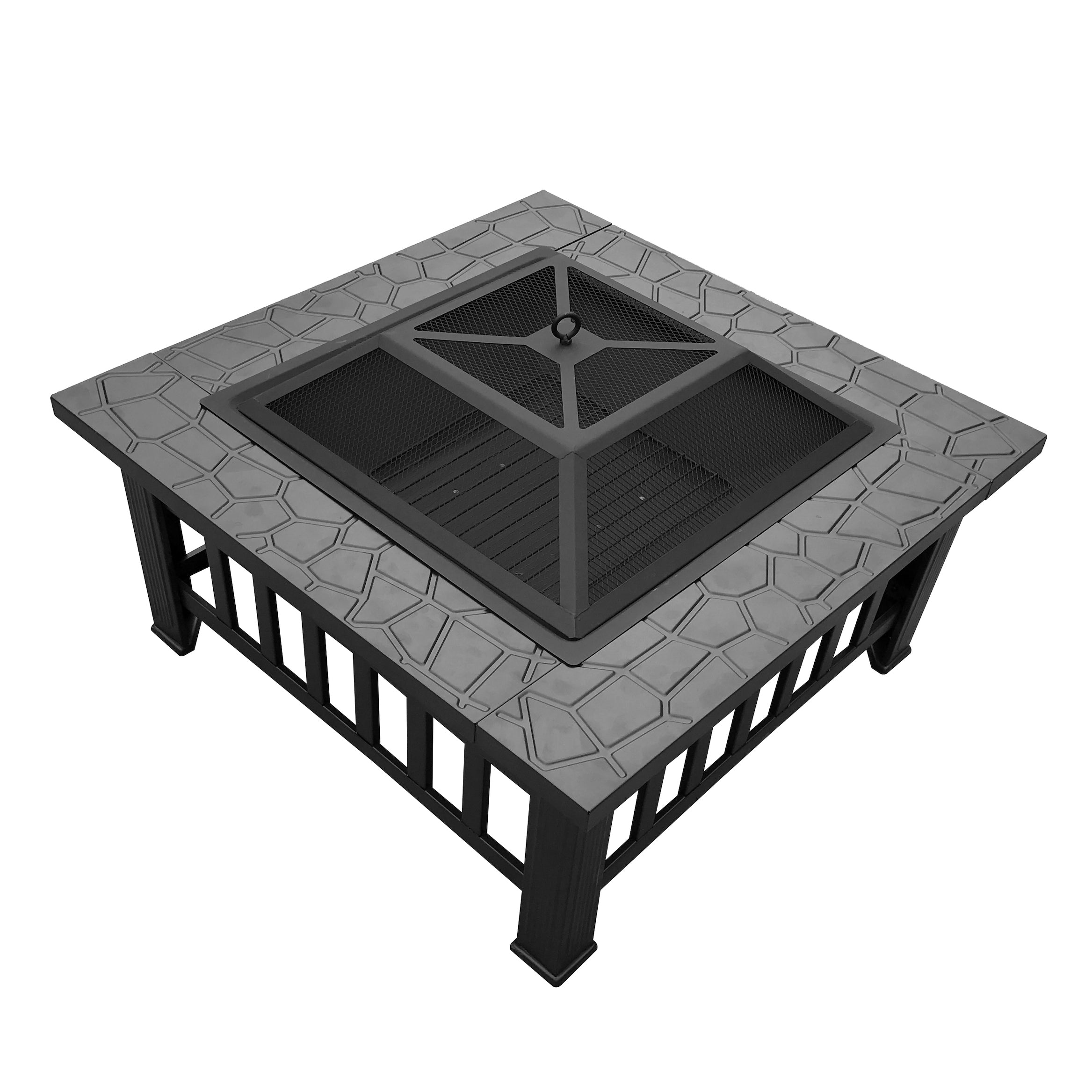 MCombo fire bowl, fire basket patio fire with grill grate, garden fire fireplace 0039BK