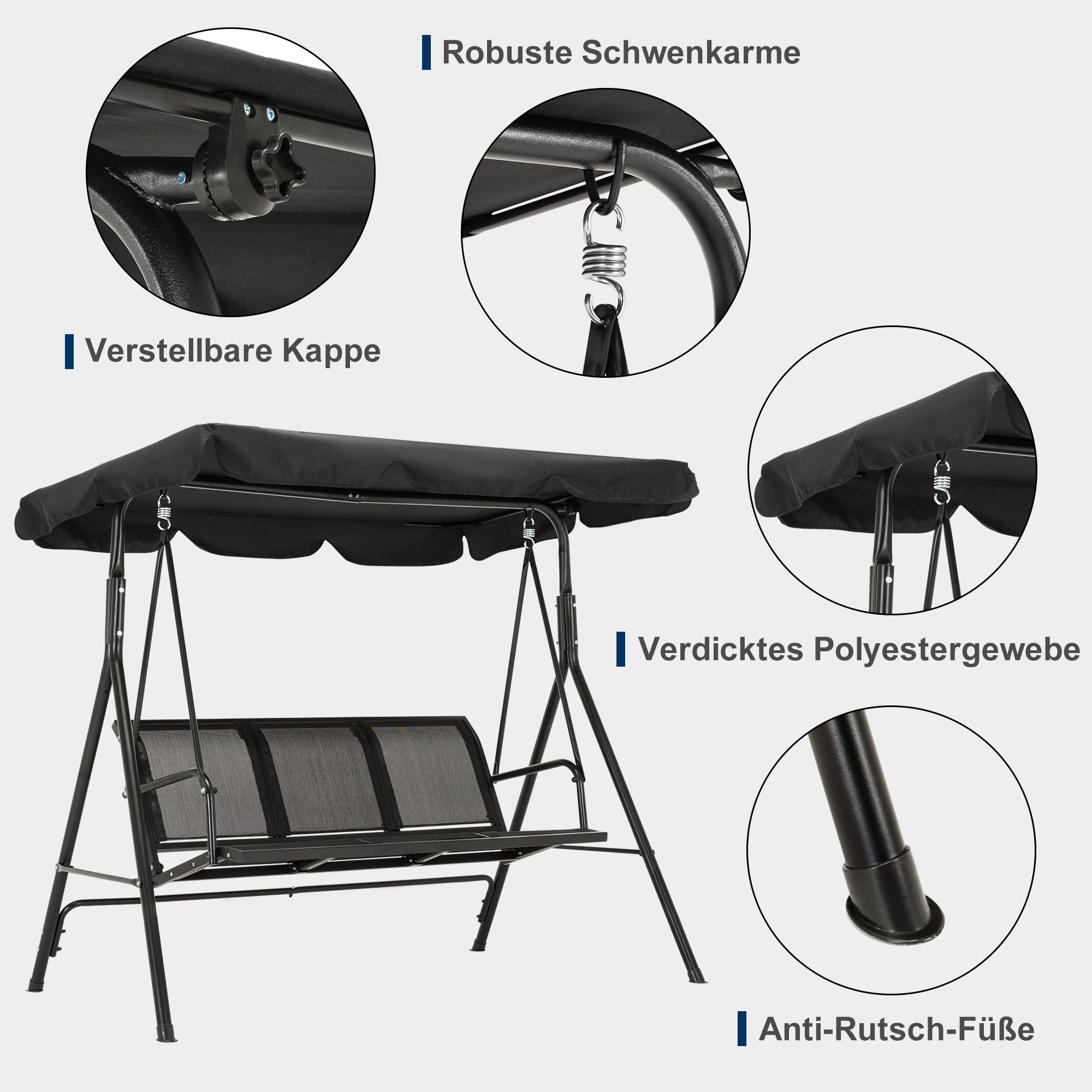 M MCombo 3-seater Hollywood swing garden swing garden lounger swing bench 8007