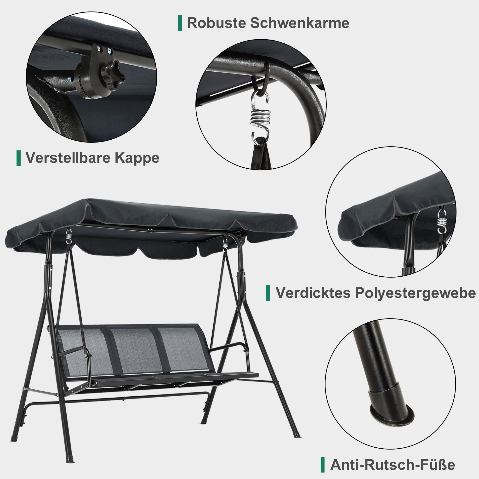 M MCombo 3-seater Hollywood swing garden swing garden lounger swing bench 8007