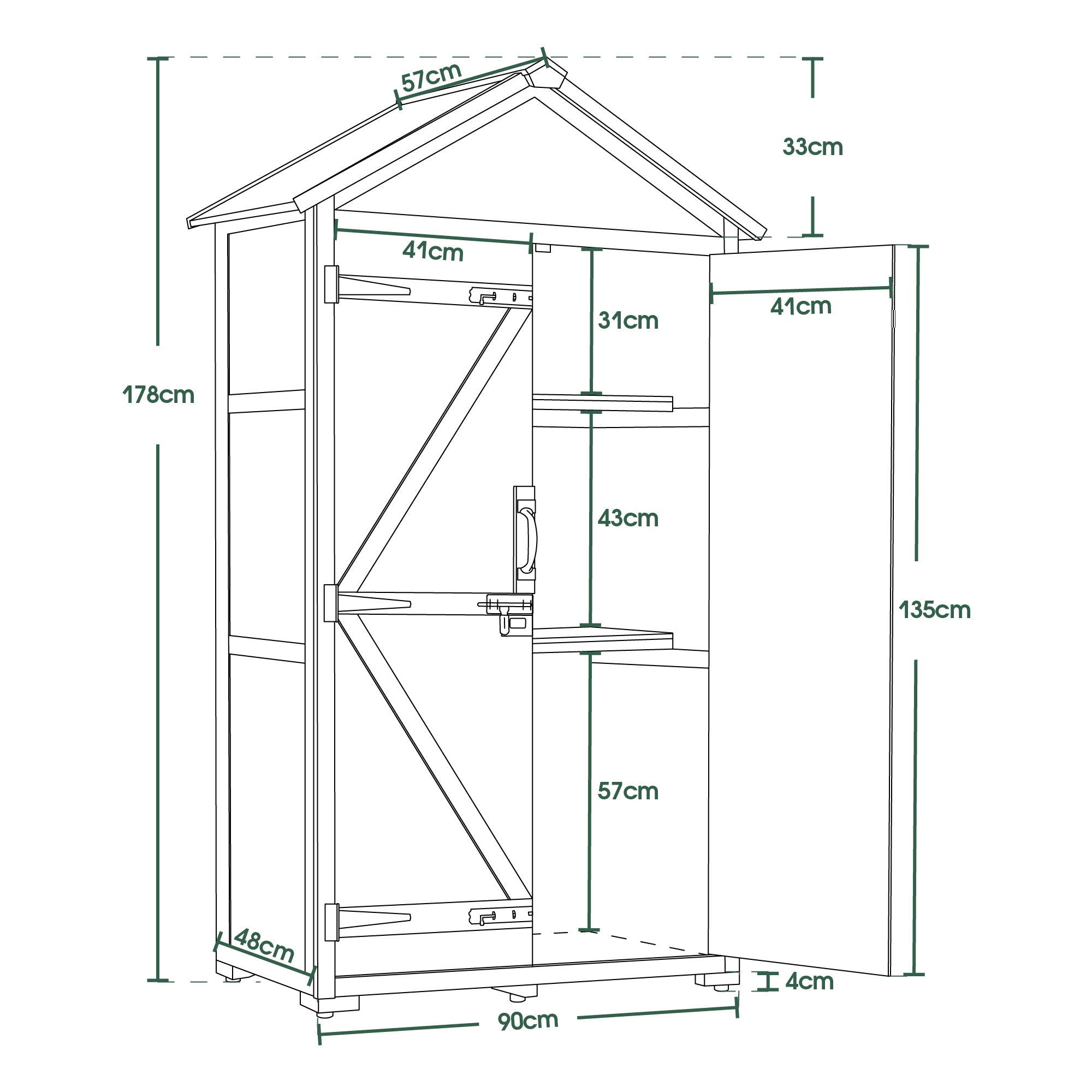 MCombo Gartenschrank Geräteschuppen Werkzeugschrank Outdoor-Schrank Gartenbox mit Satteldach aus Holz Grau/Natur 1000