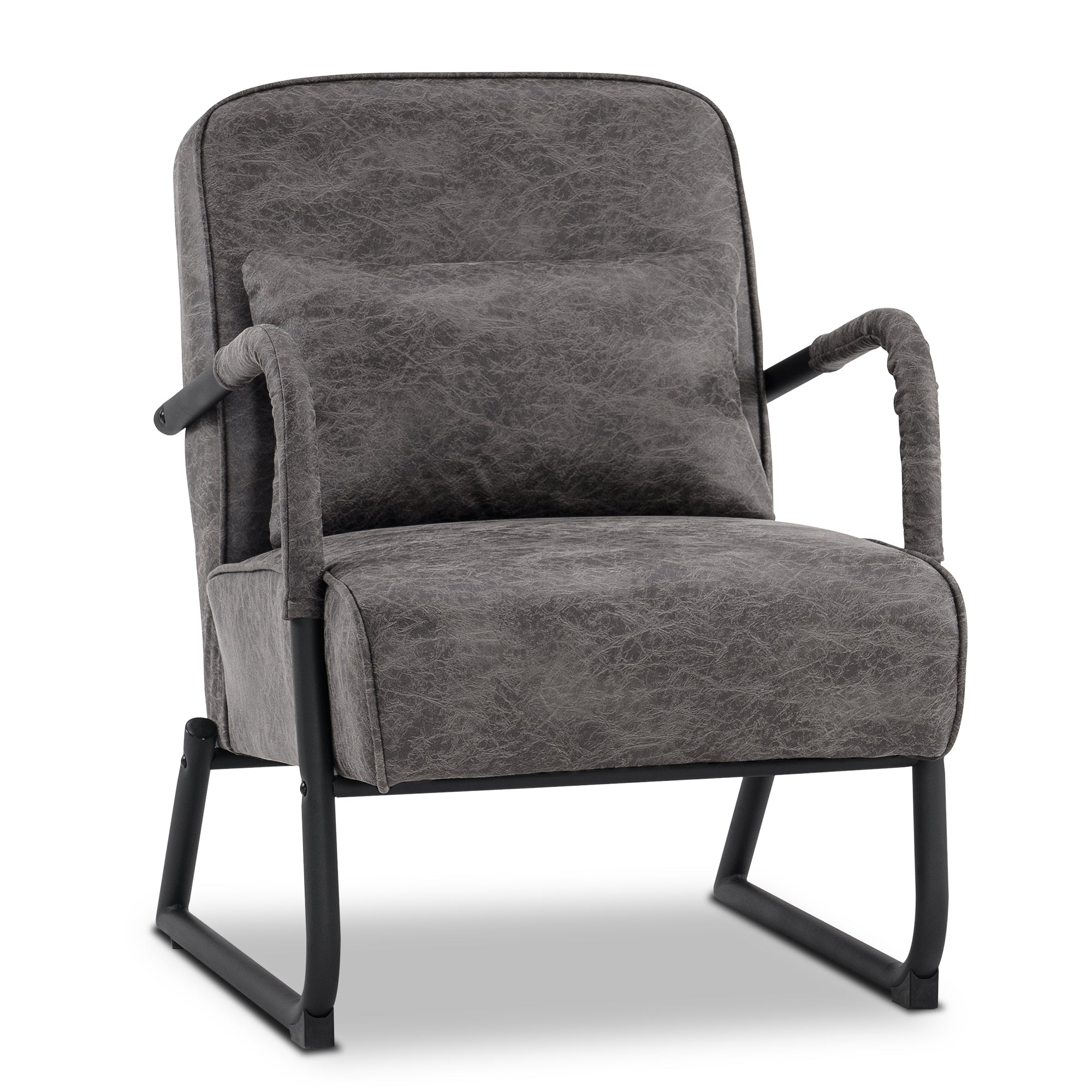 M MCombo armchair with/without stool for living room, retro vintage relaxation chair with waist cushion, armrest chair, lounge chair, upholstered chair made of microfiber fabric, 4742