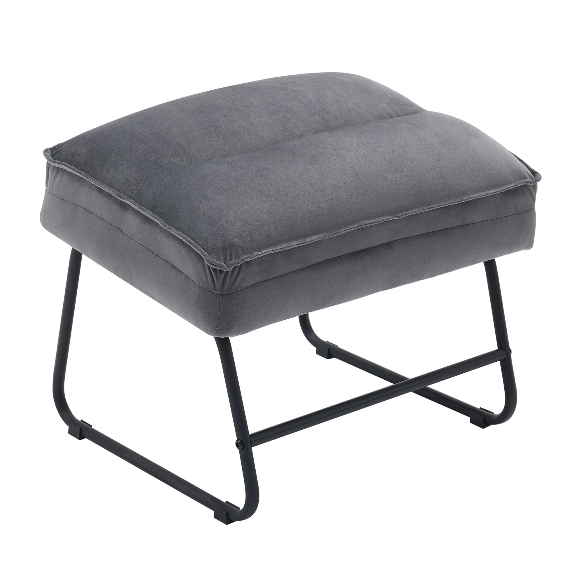 MCombo Gray Relax Chair with Stool, Comfortable Upholstered Chair, Modern Living Room Chair, Velvet, 4750DE