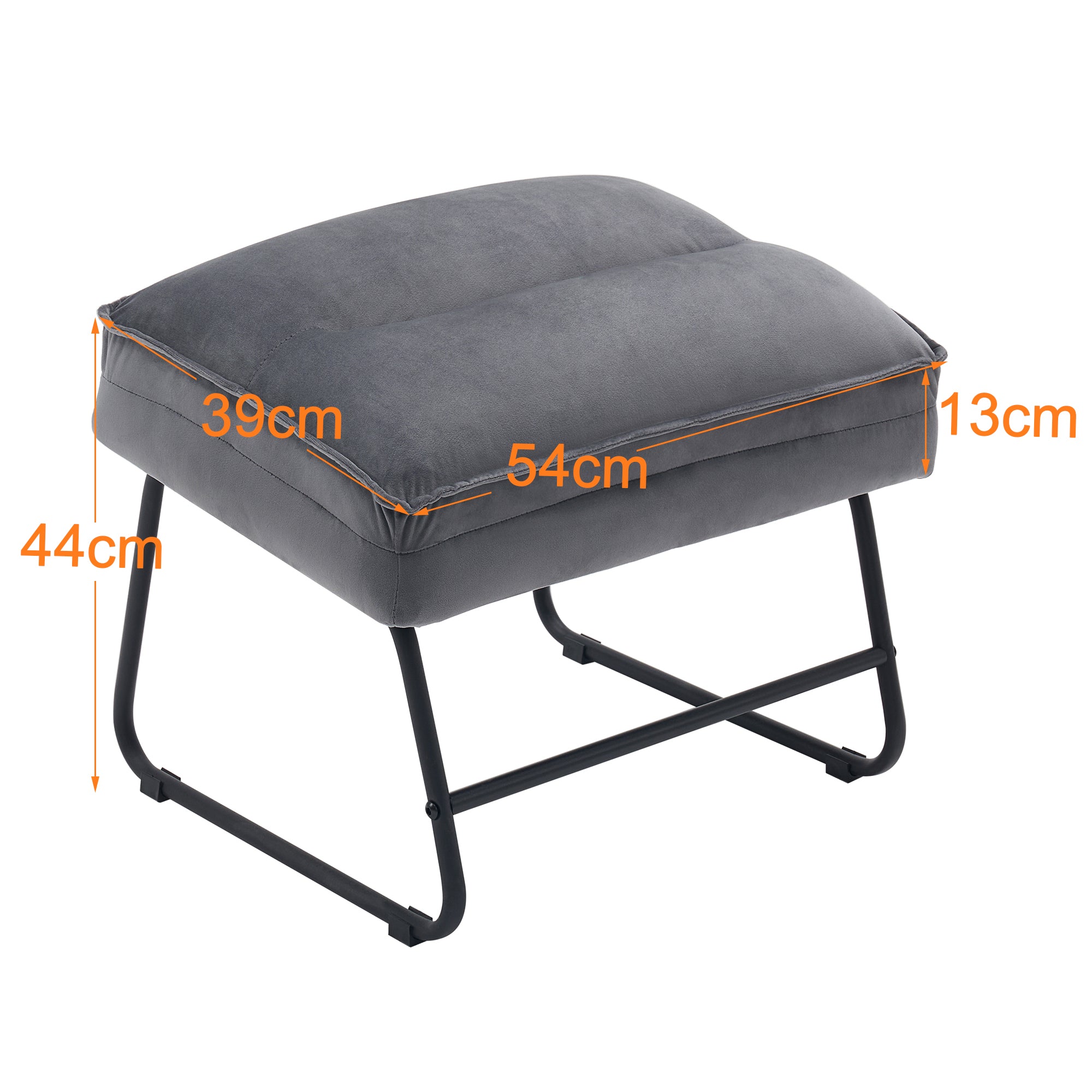 MCombo Gray Relax Chair with Stool, Comfortable Upholstered Chair, Modern Living Room Chair, Velvet, 4750DE