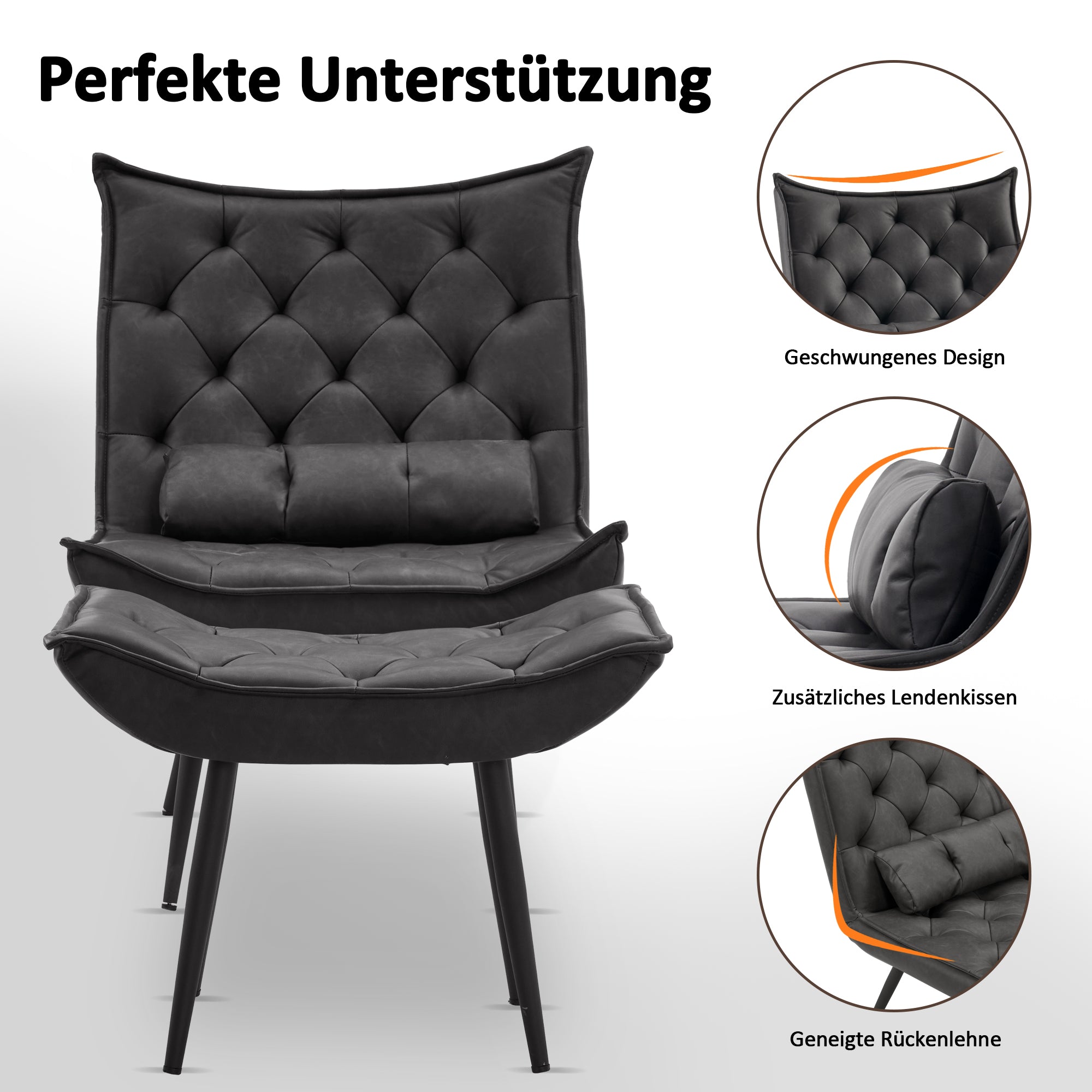 Fauteuil de relaxation MCombo en microfibre 4778, 4779, avec ou sans repose-pieds