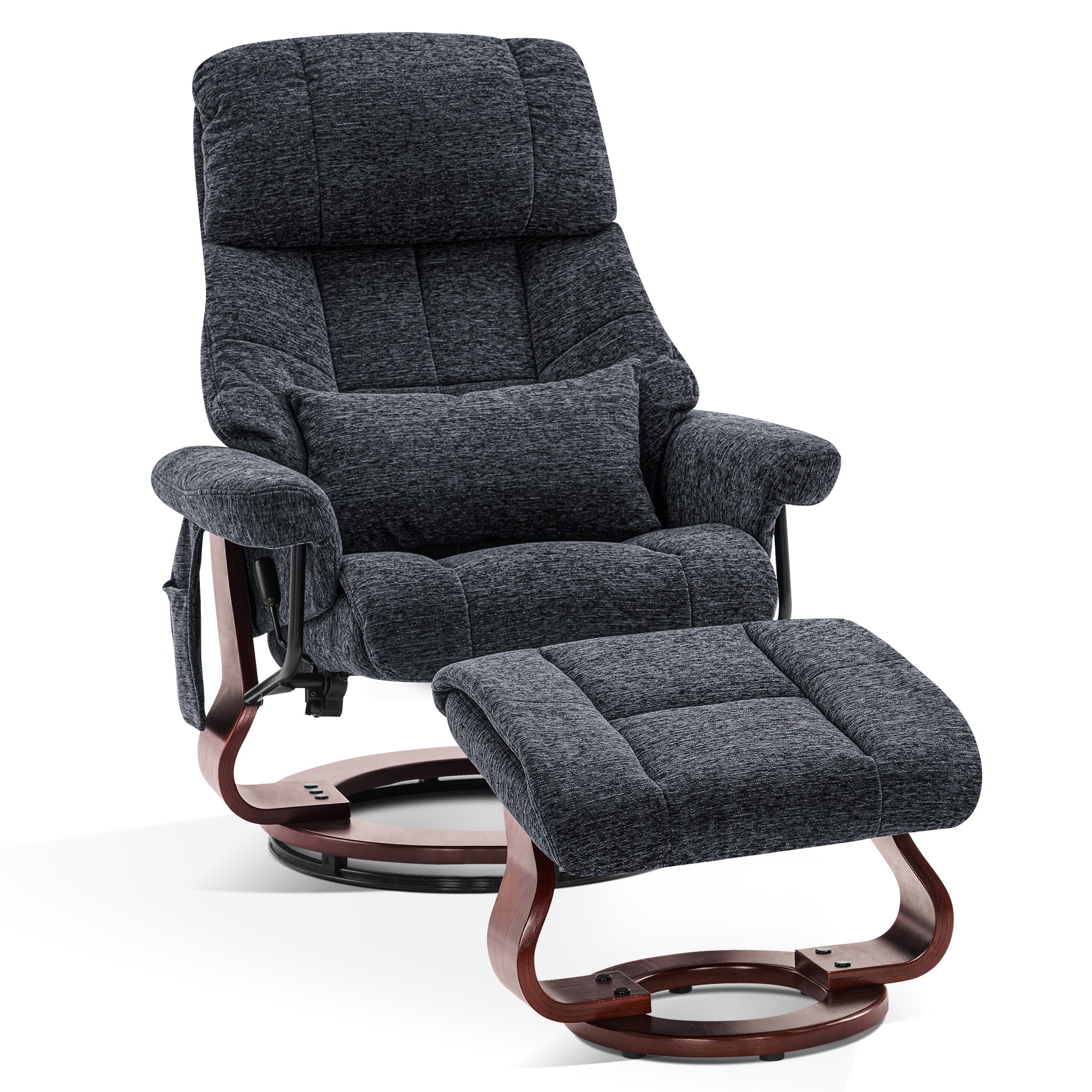 M MCombo Relaxing Chair with Stool, 360° Rotating TV Chair with Reclining Function, Load Capacity up to 120 kg, Modern Recliner Chair for the Living Room, 9066