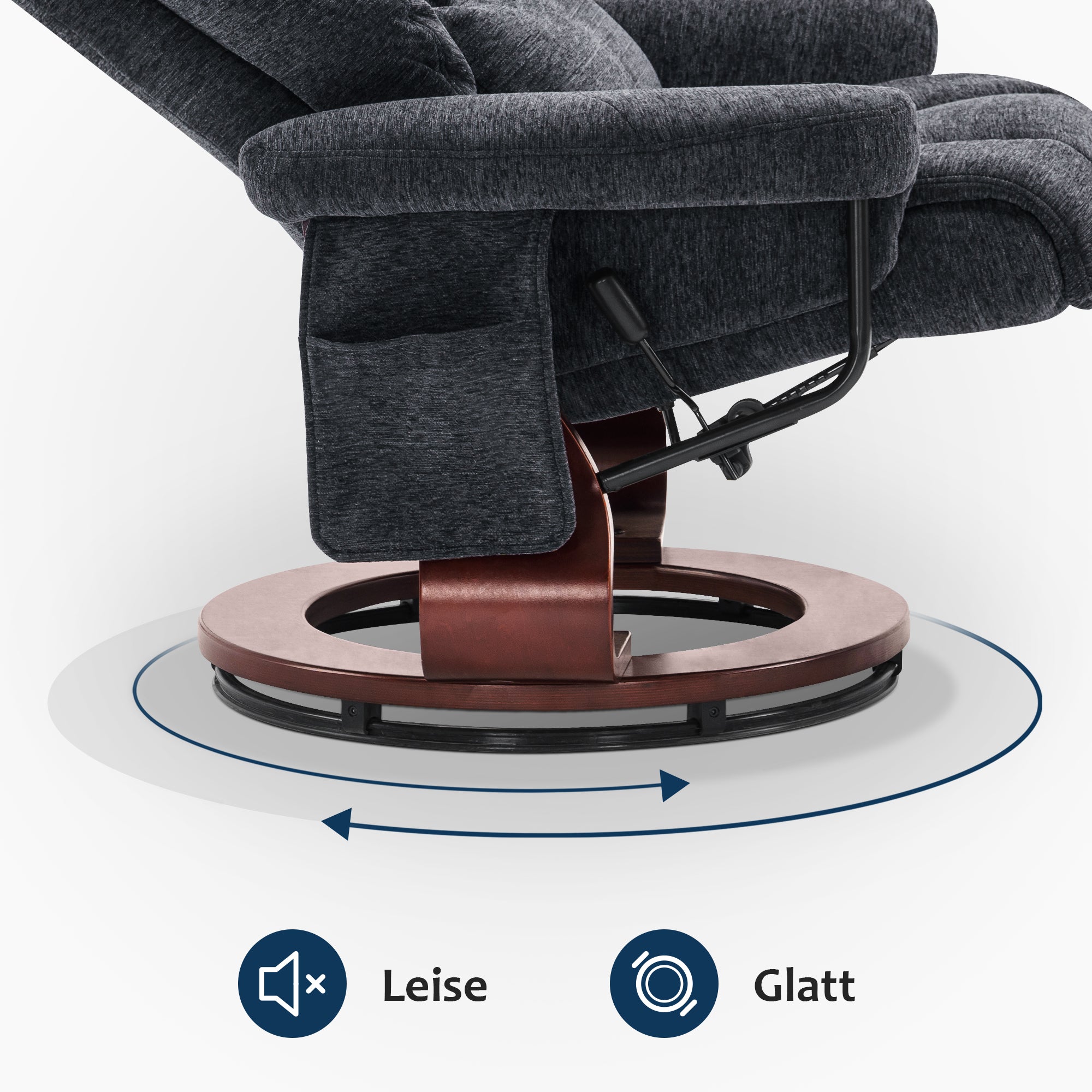 M MCombo Relaxing Chair with Stool, 360° Rotating TV Chair with Reclining Function, Load Capacity up to 120 kg, Modern Recliner Chair for the Living Room, 9066