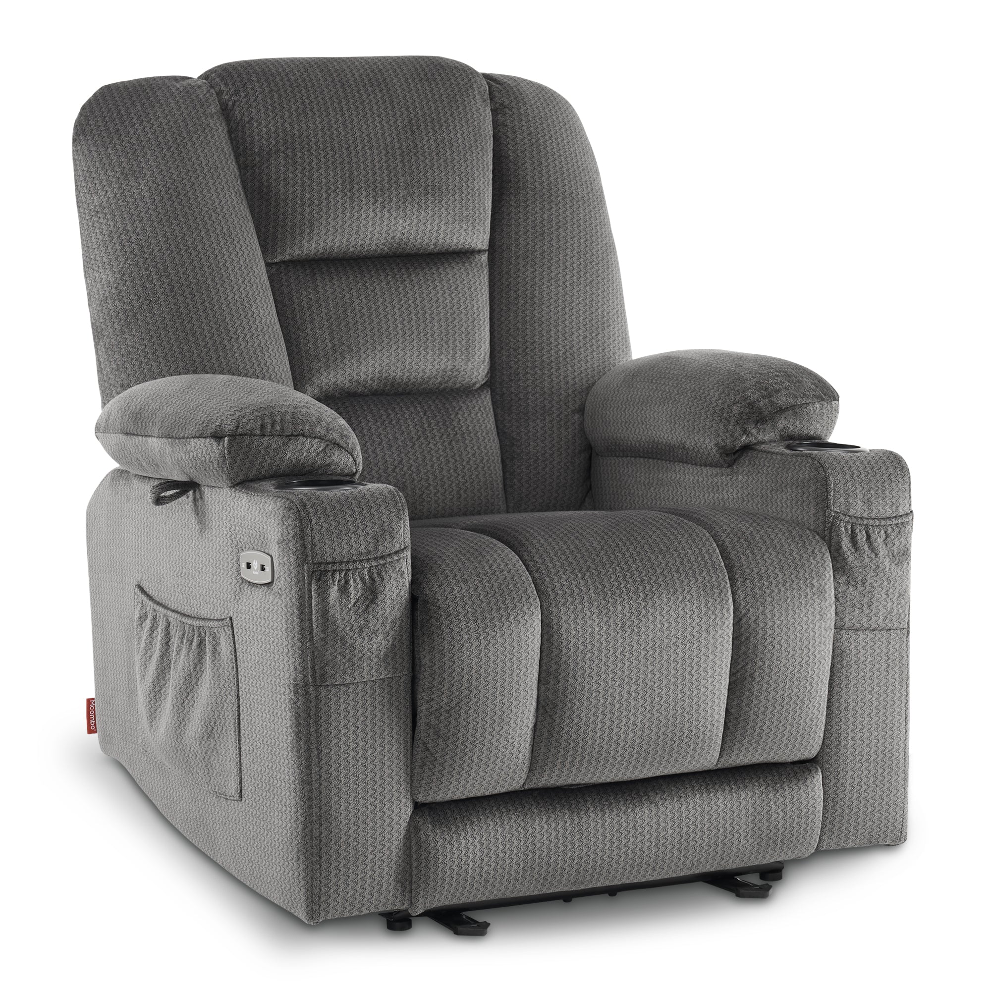 M MCombo TV armchair electrically adjustable 7008, relaxation armchair with reclining function, TV armchair with massage & heat function, USB & cup holder, living room