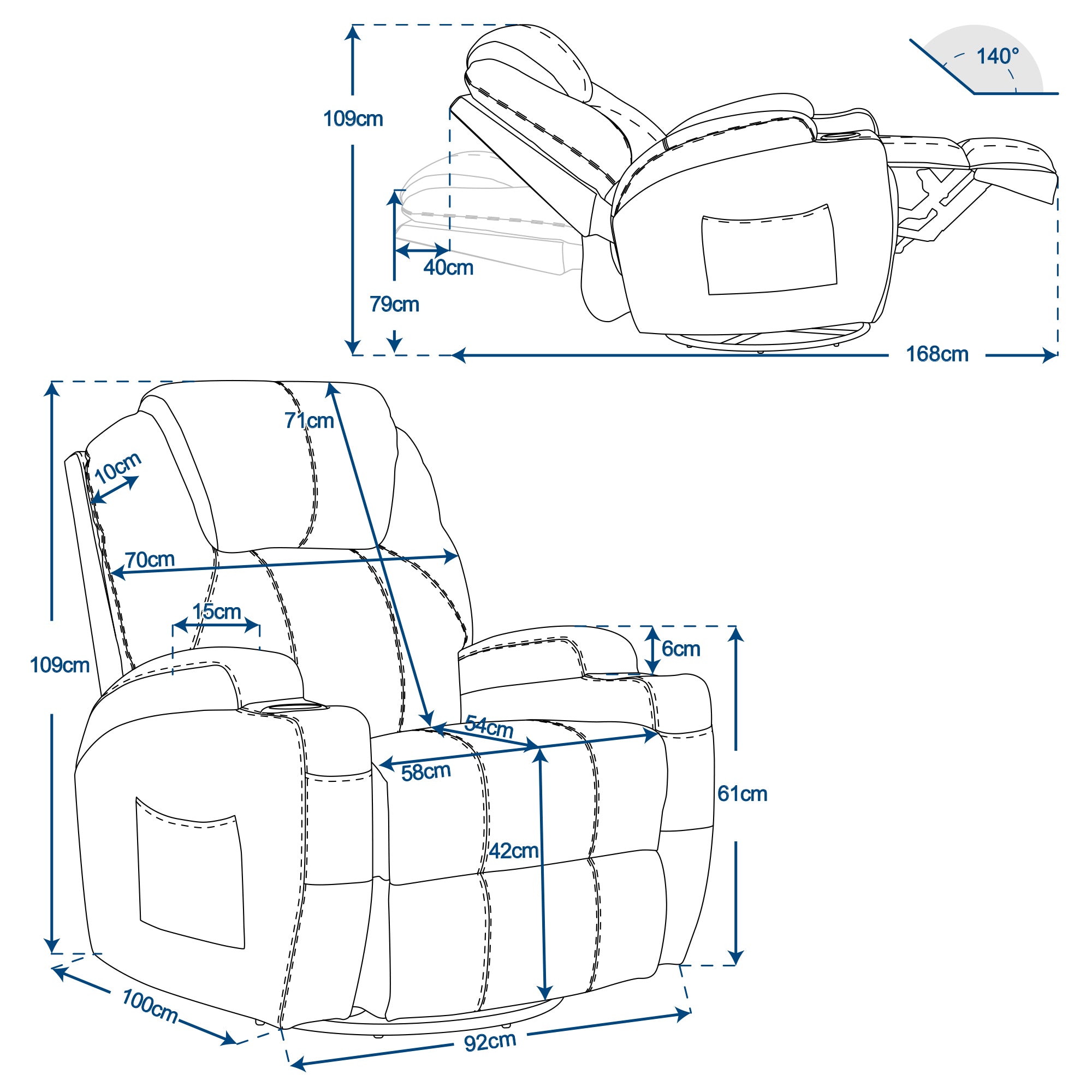 M MCombo Massagesessel Fernsehsessel Relaxsessel 7020, mit Heizung, Dreh 360° Schaukel, manuell verstellbar (Schwarz-Kunstleder/Grau-Stoff/Dunkelgrau- Mikrofaser)