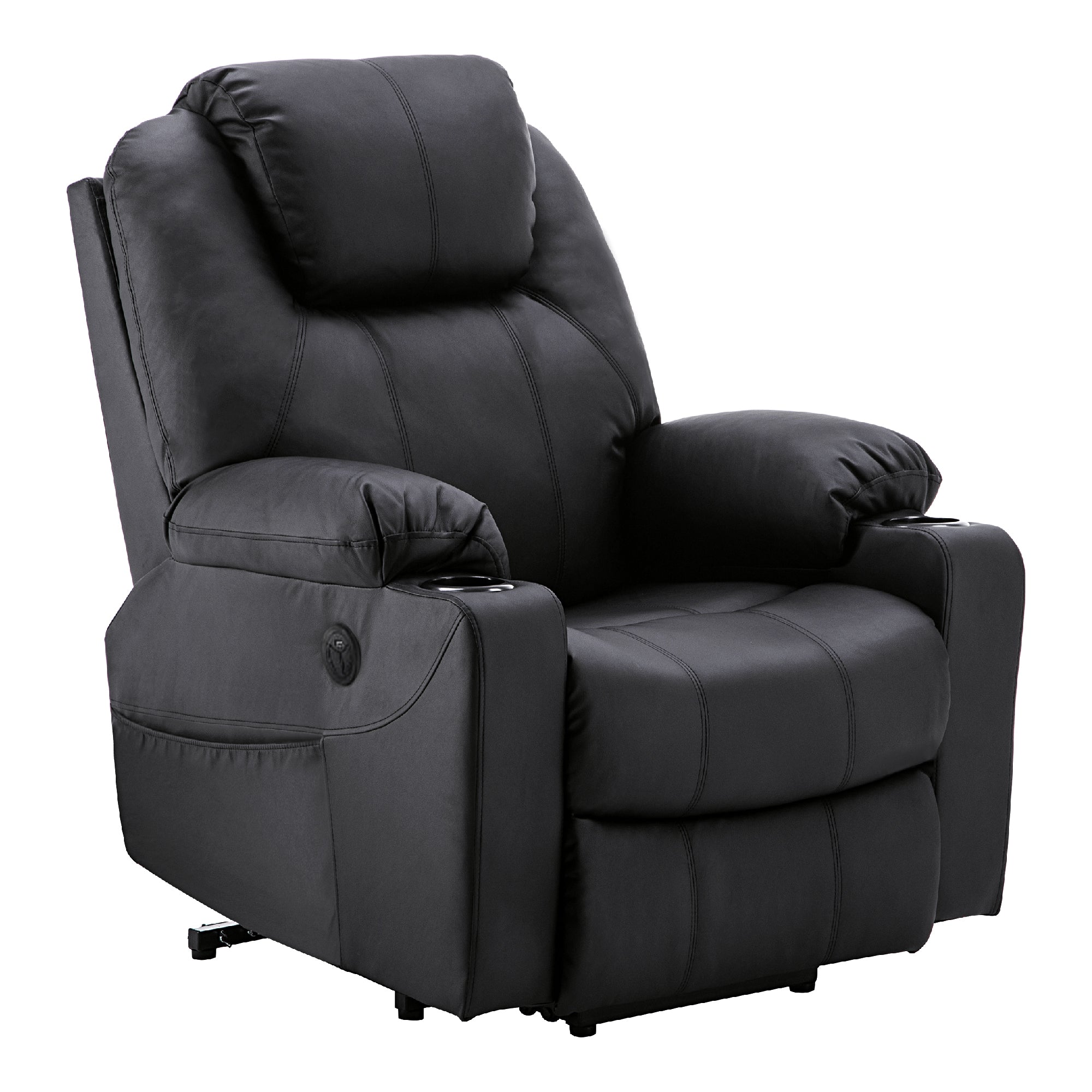 Fauteuil TV M MCombo avec rehausseur électrique, fauteuil inclinable avec fonction d'inclinaison jusqu'à 140°, fauteuil de massage avec fonction chauffante, bouton et télécommande réglables, avec USB, 7040