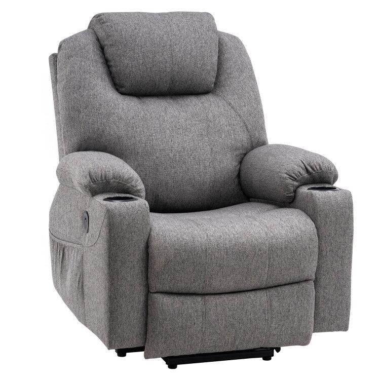 Fauteuil TV M MCombo avec rehausseur électrique, fauteuil inclinable avec fonction d'inclinaison jusqu'à 140°, fauteuil de massage avec fonction chauffante, bouton et télécommande réglables, avec USB, 7040