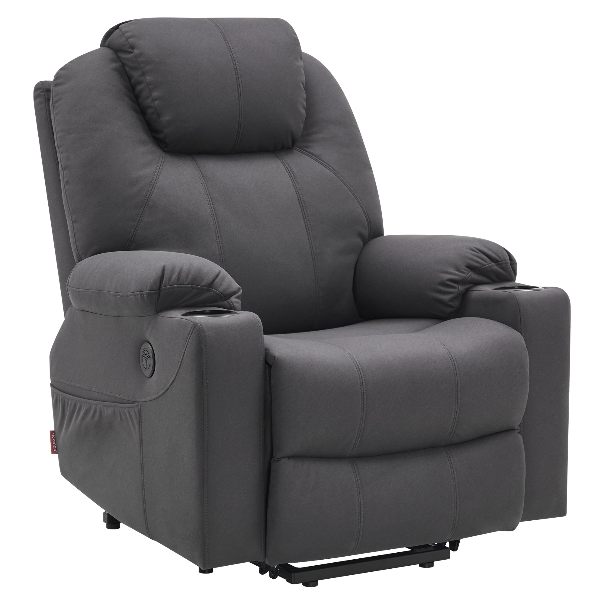 Fauteuil TV M MCombo avec rehausseur électrique, fauteuil inclinable avec fonction d'inclinaison jusqu'à 140°, fauteuil de massage avec fonction chauffante, bouton et télécommande réglables, avec USB, 7040