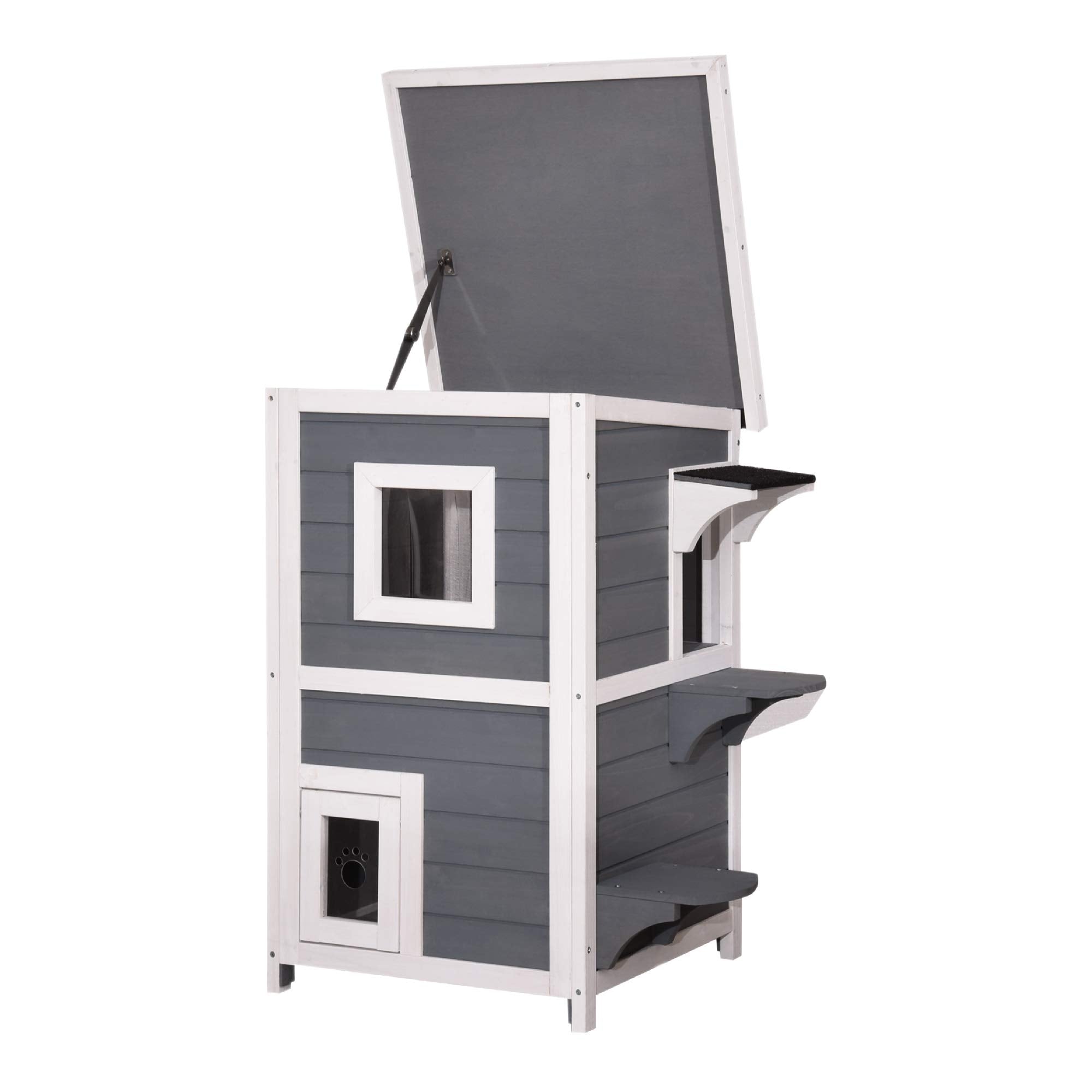 Lovupet Katzenhaus Katzenvilla Katzenhütte 2 Etagen Wetterfest 0508EY